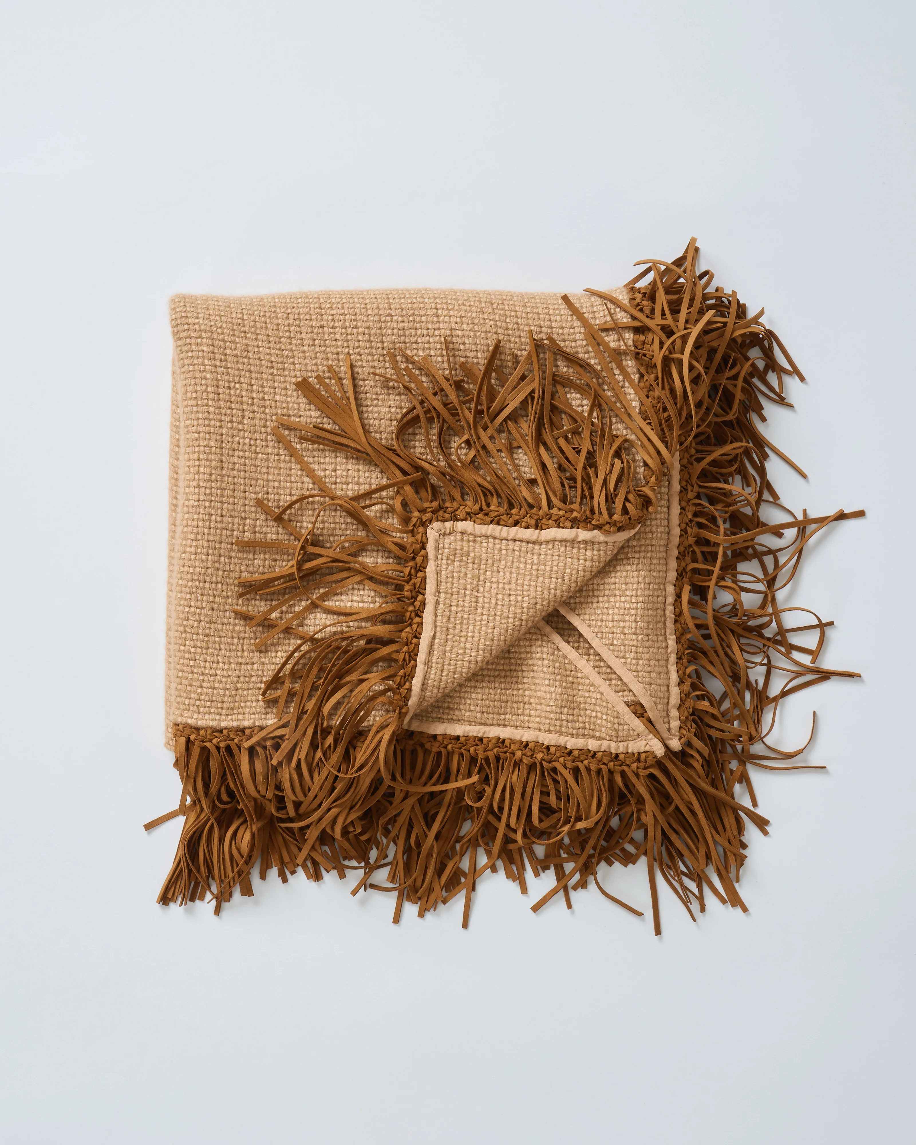 tiny basket weave triangle scarf with fringe - Image 3