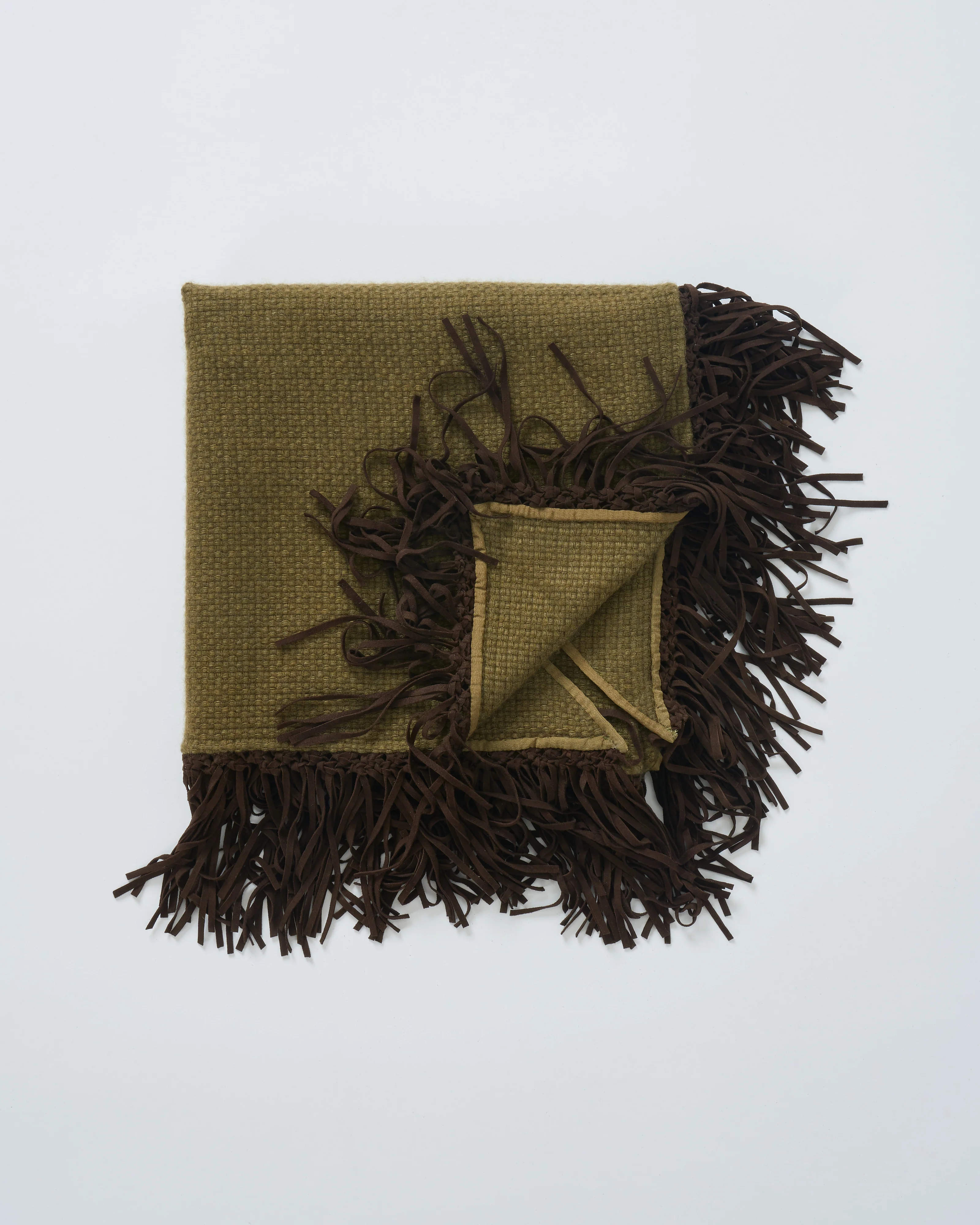 tiny basket weave triangle scarf with fringe - Image 3