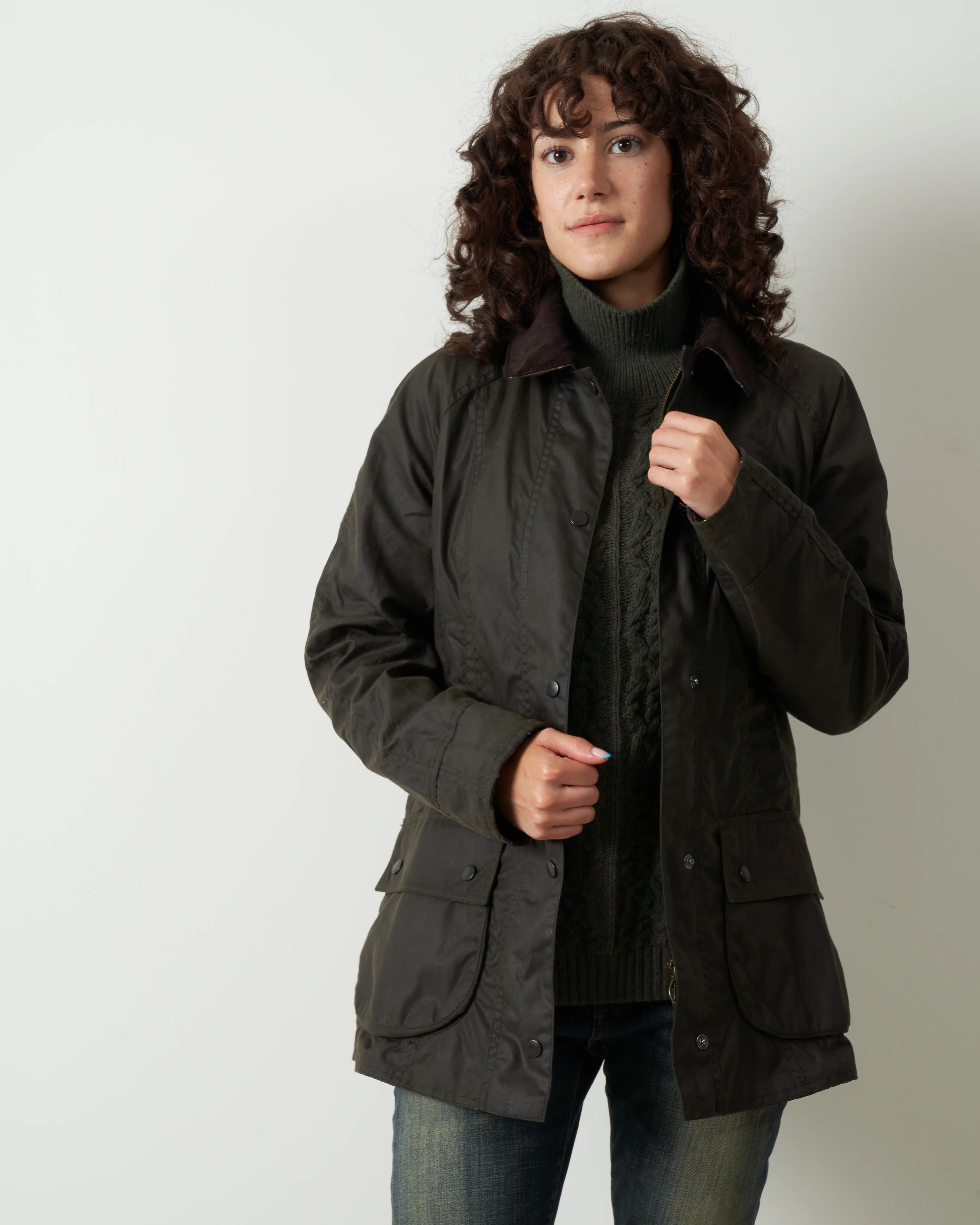 classic beadnell wax jacket - olive - Image 2