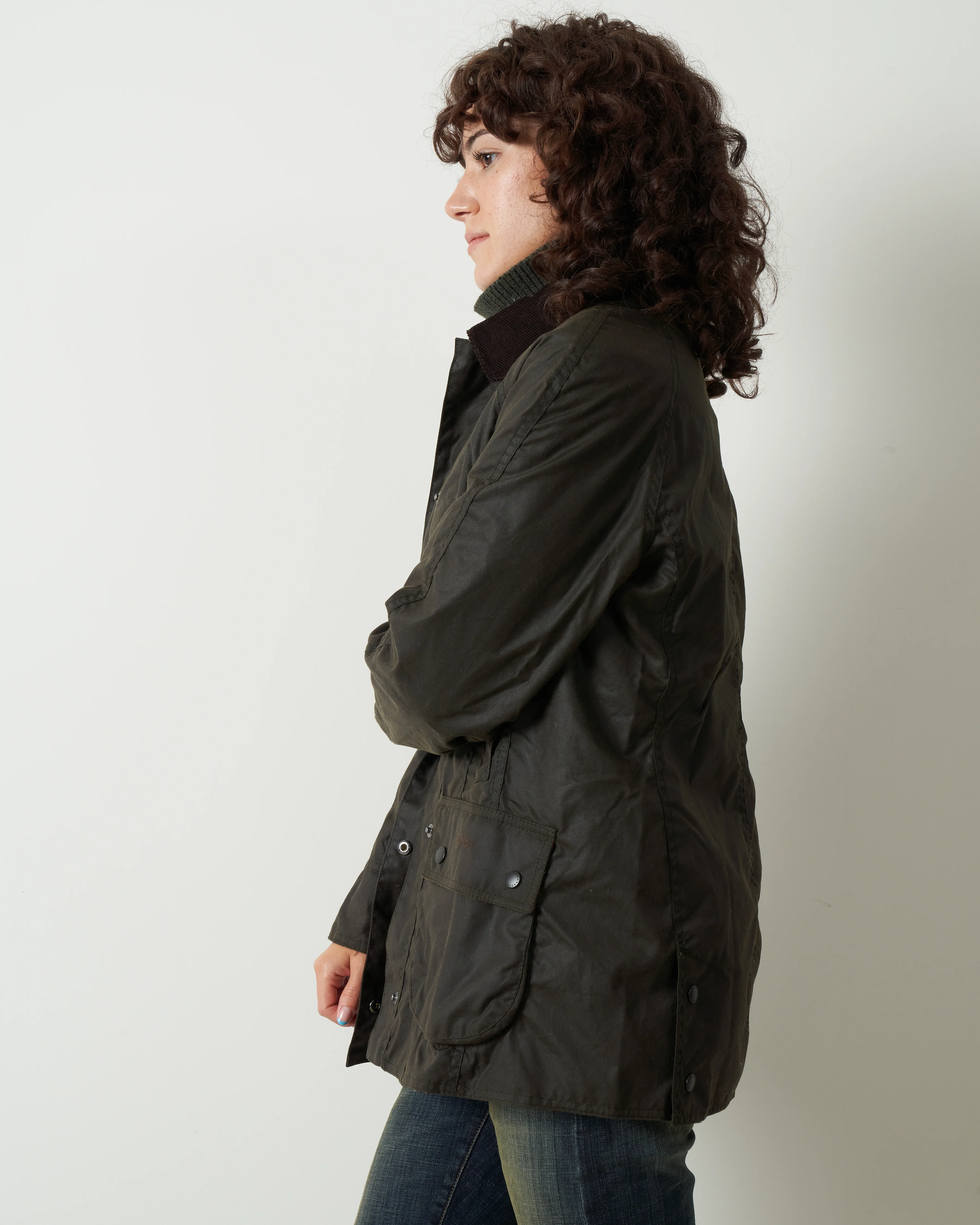 classic beadnell wax jacket - olive - Image 3