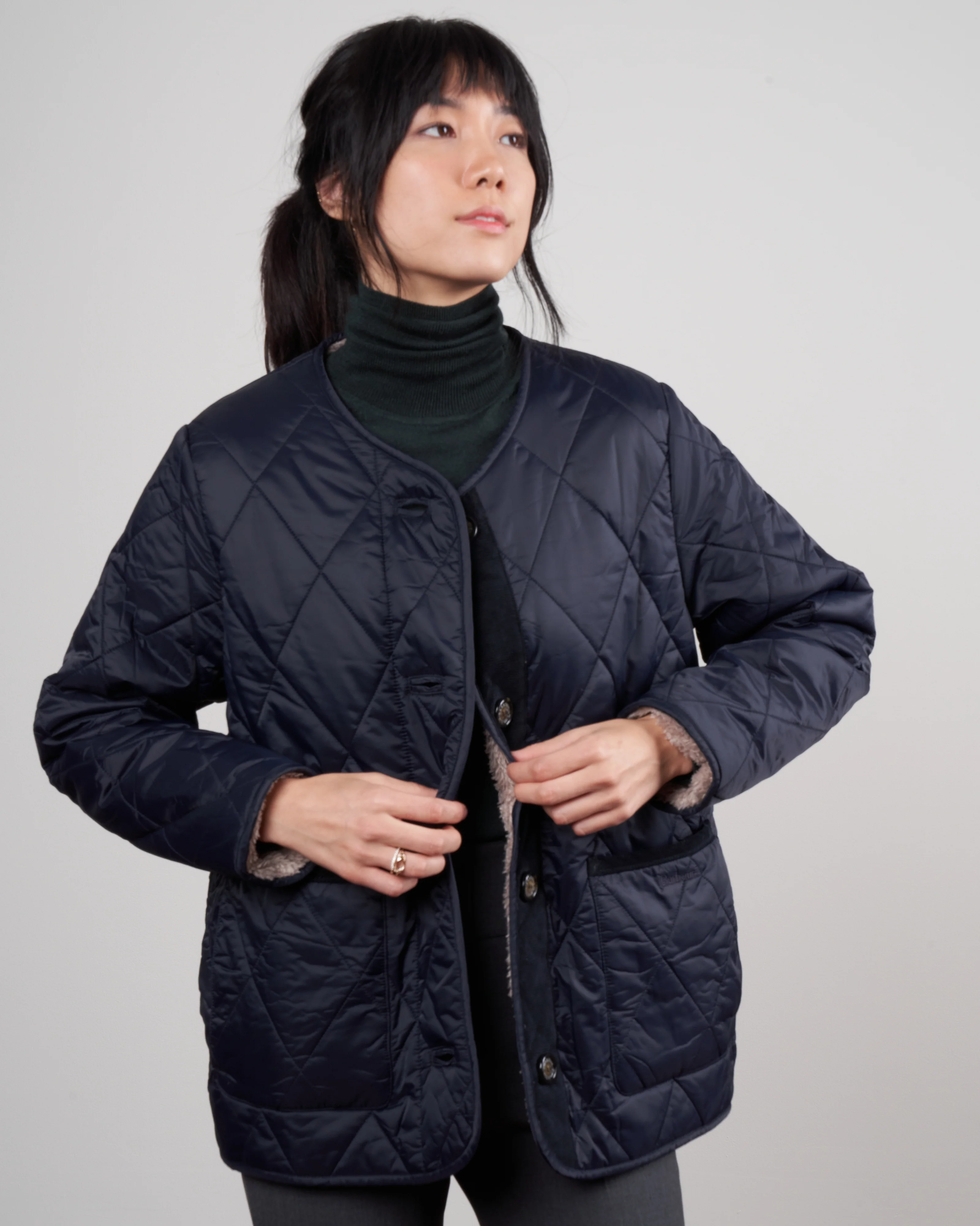 roslin quilted coat - navy