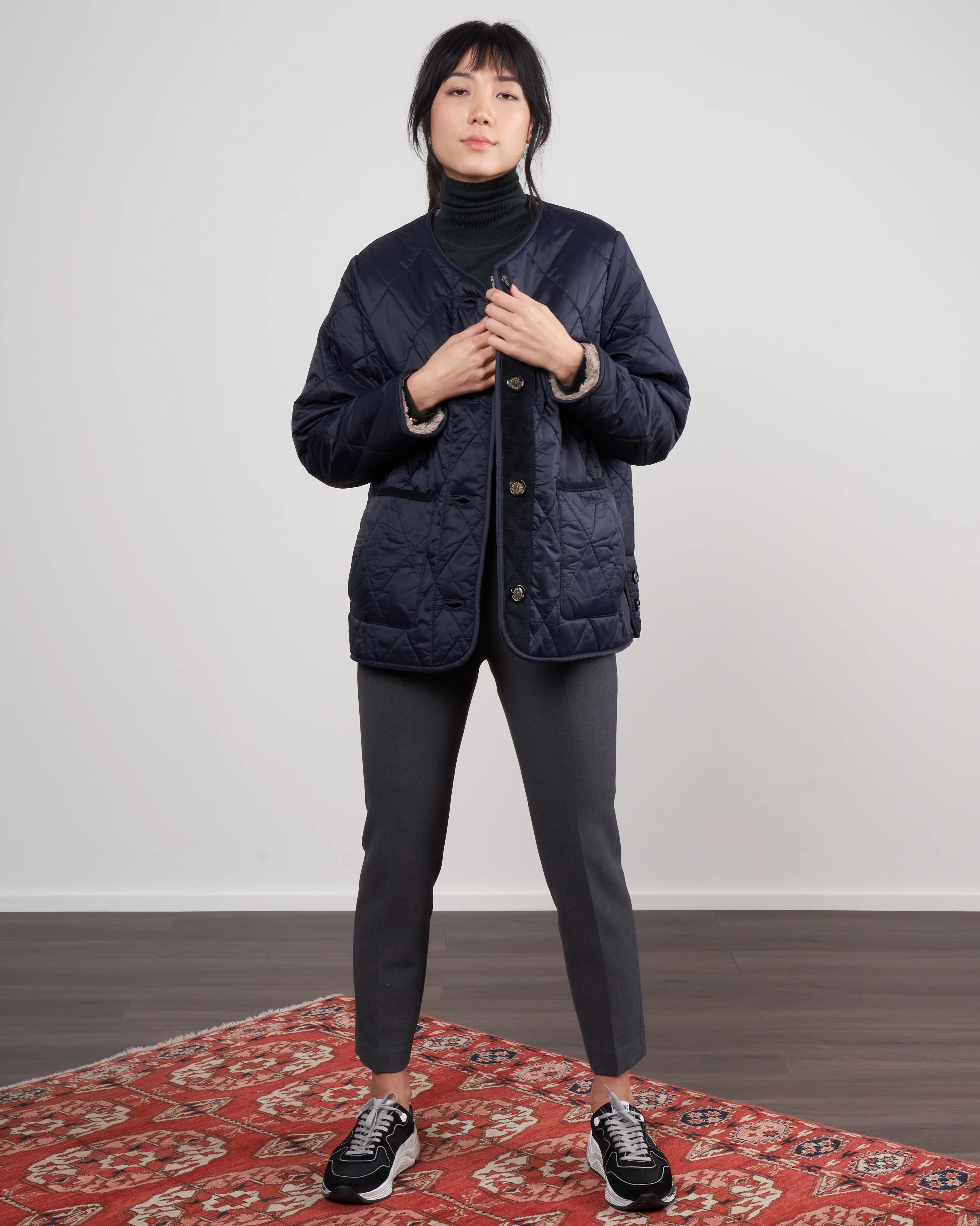 roslin quilted coat - navy - Image 2