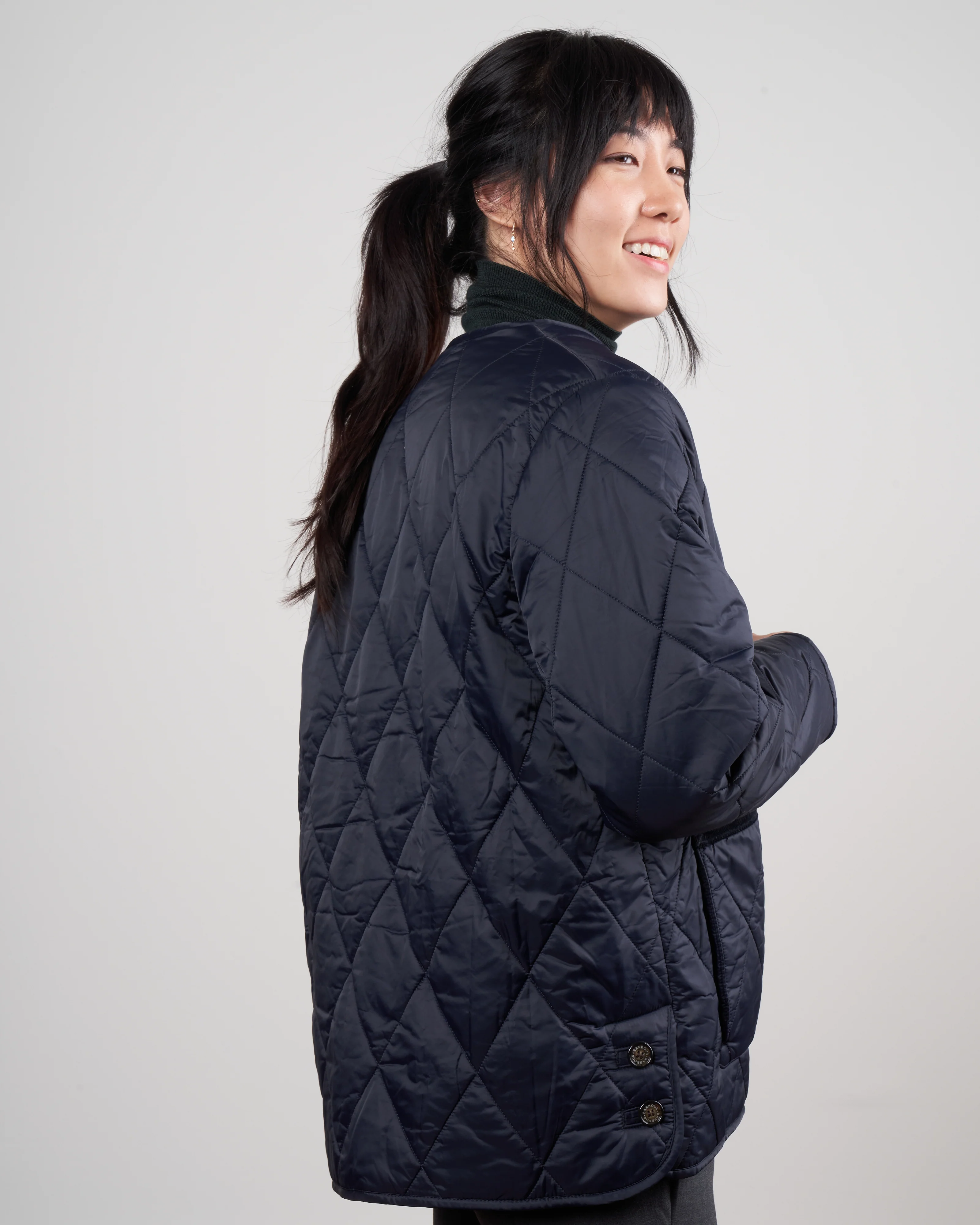 roslin quilted coat - navy - Image 3