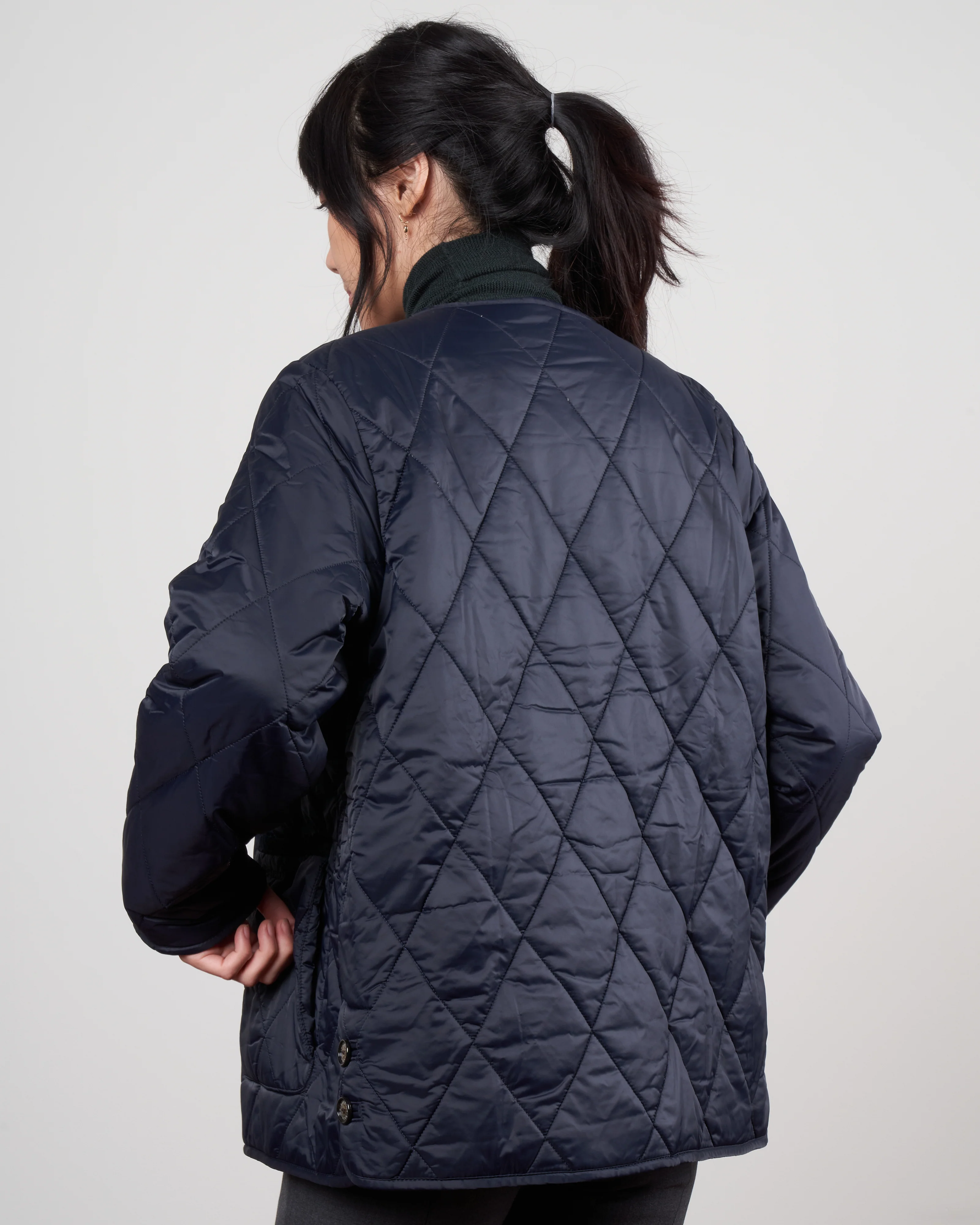 roslin quilted coat - navy - Image 4