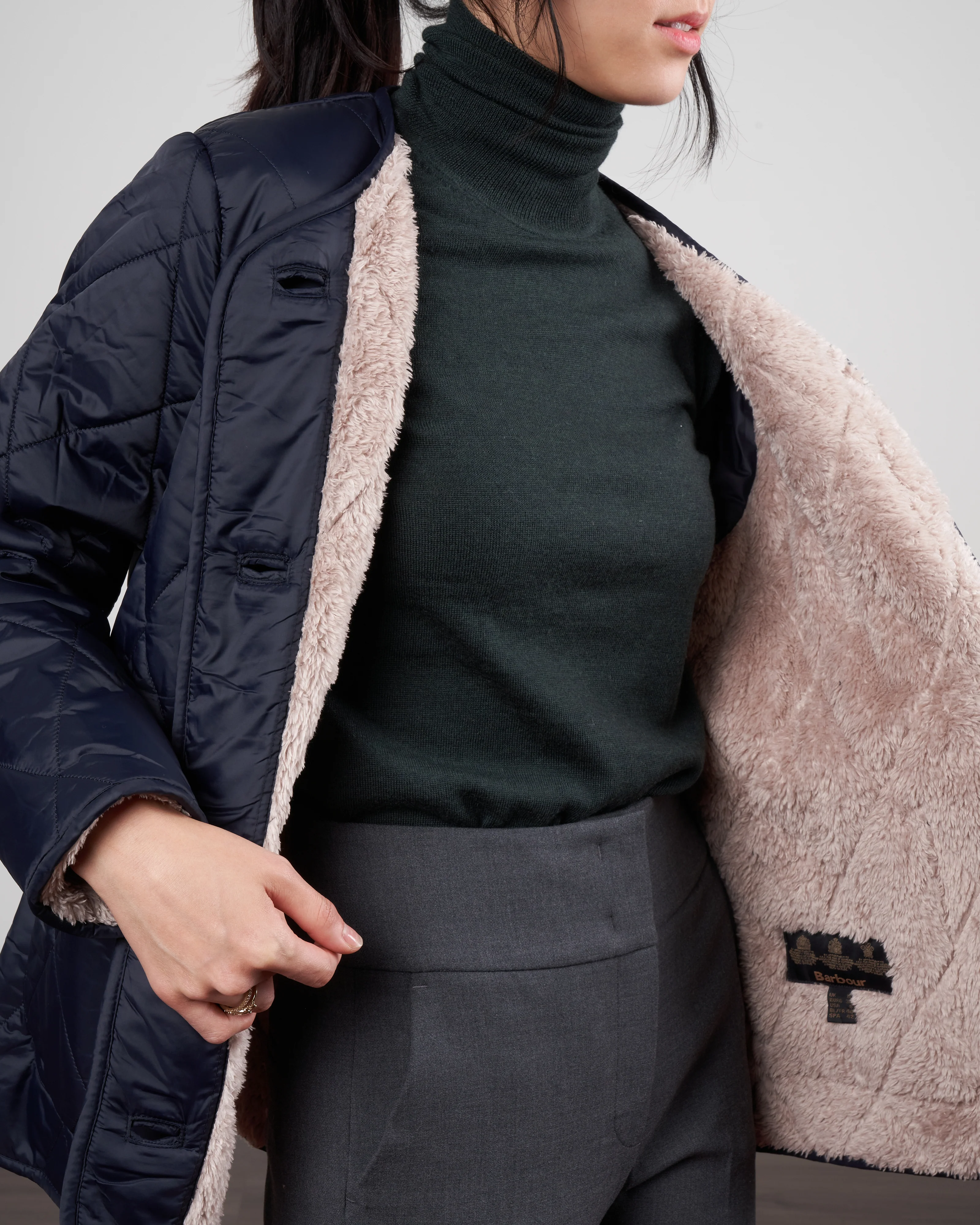 roslin quilted coat - navy - Image 6
