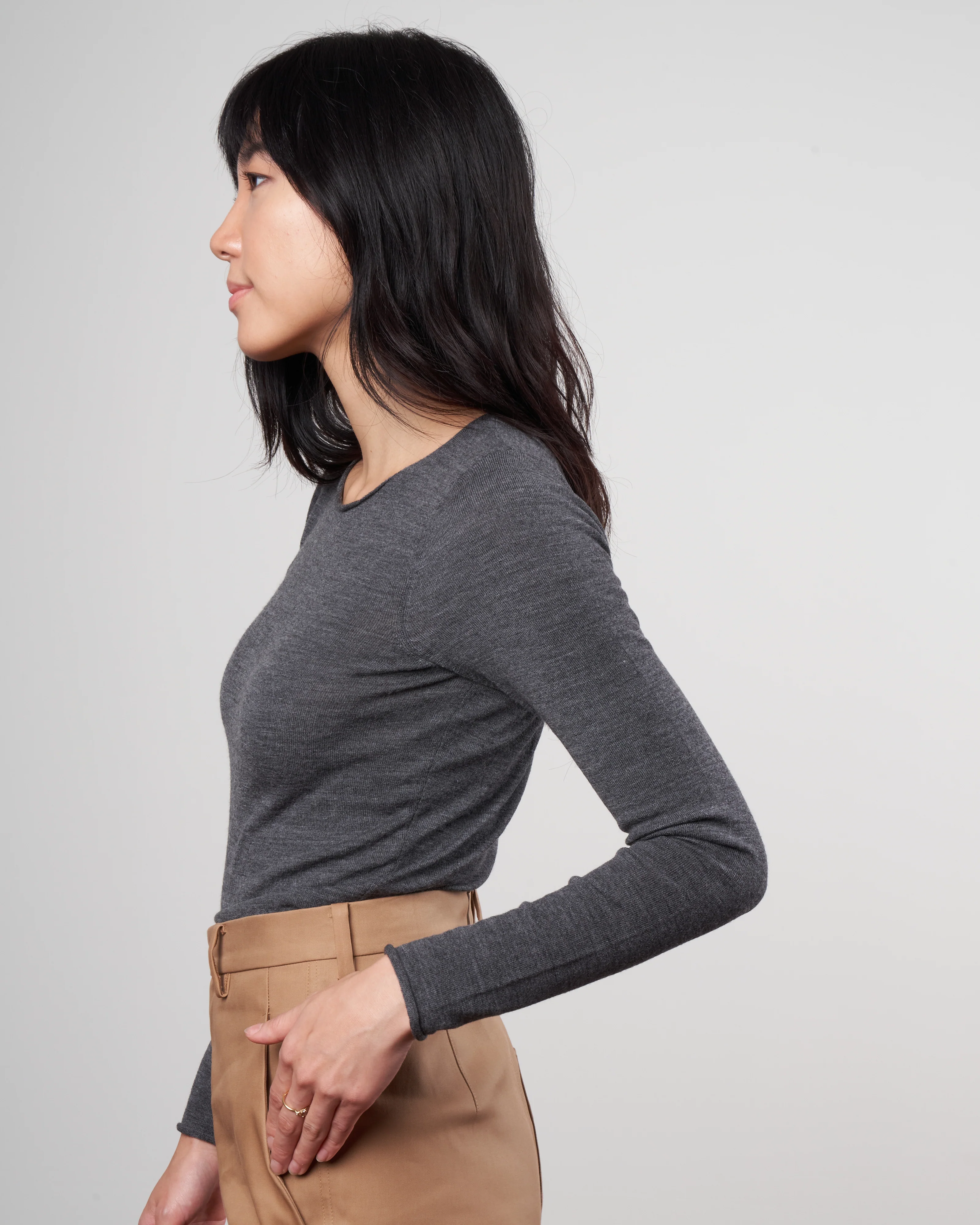 crewneck superfine merino tee - grey - Image 3