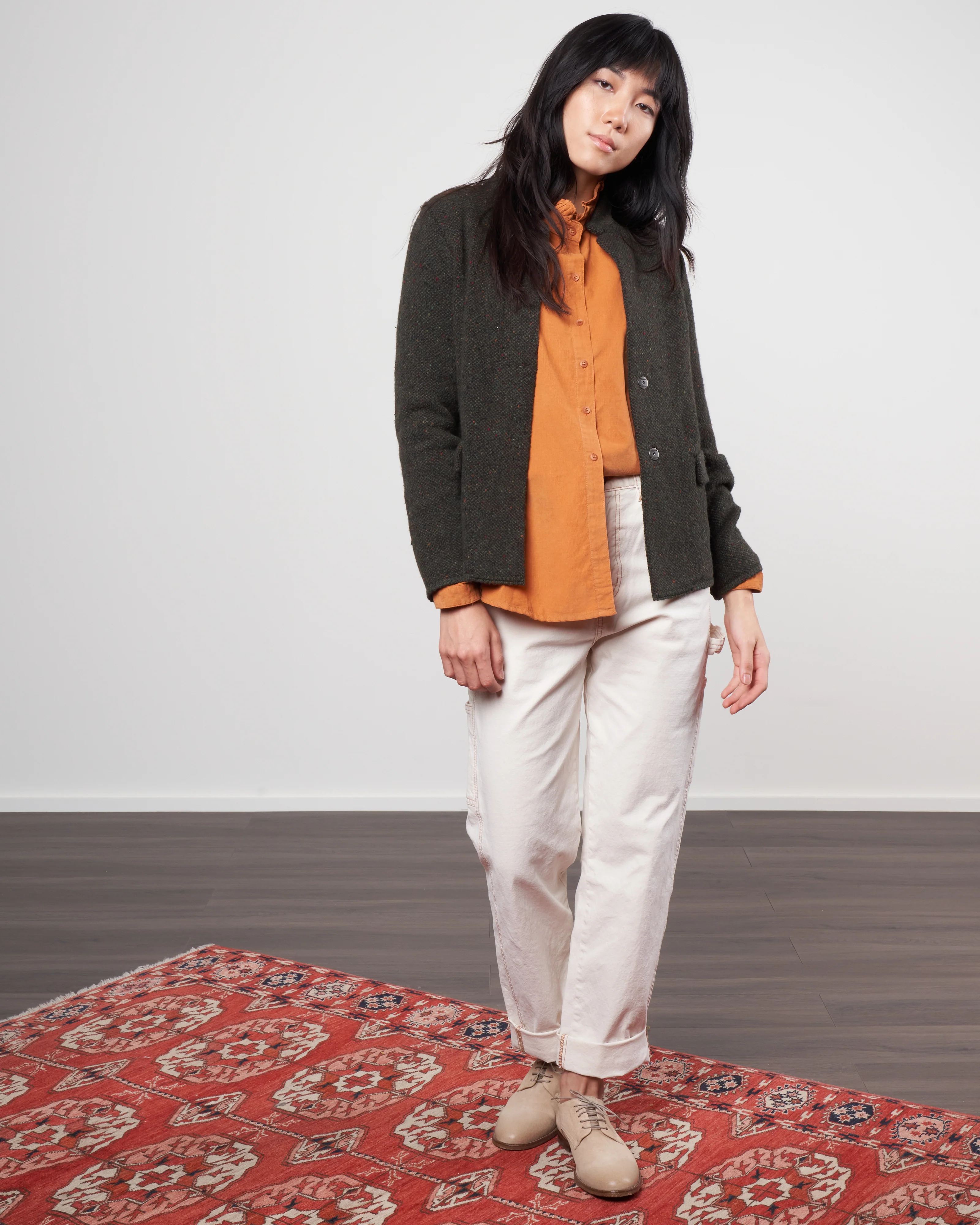 tweed knit jacket - loden - Image 2