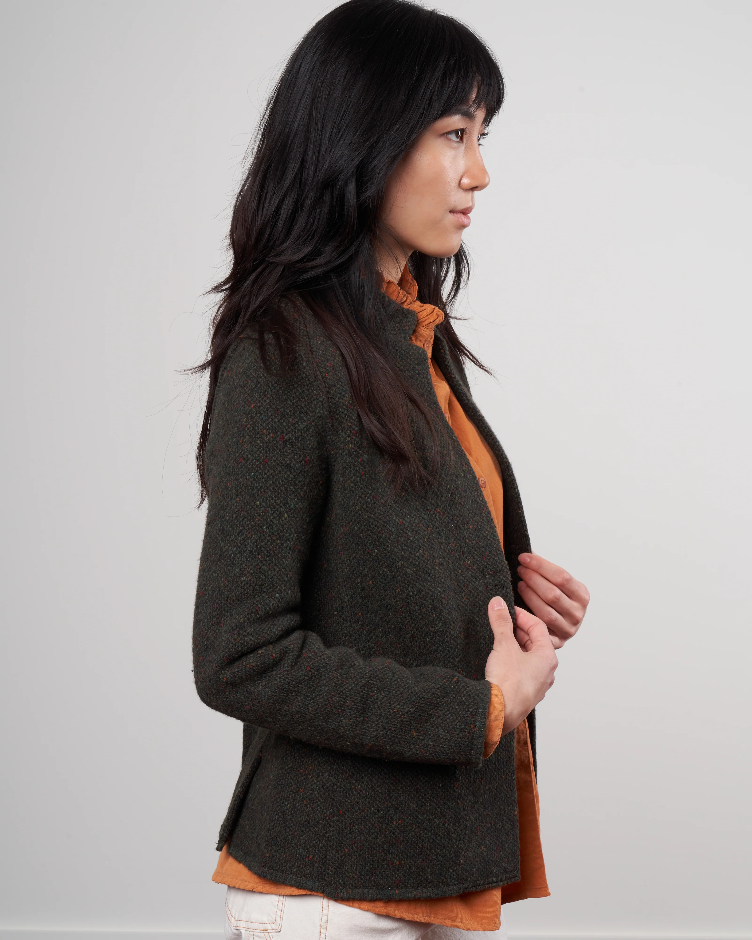 tweed knit jacket - loden - Image 3