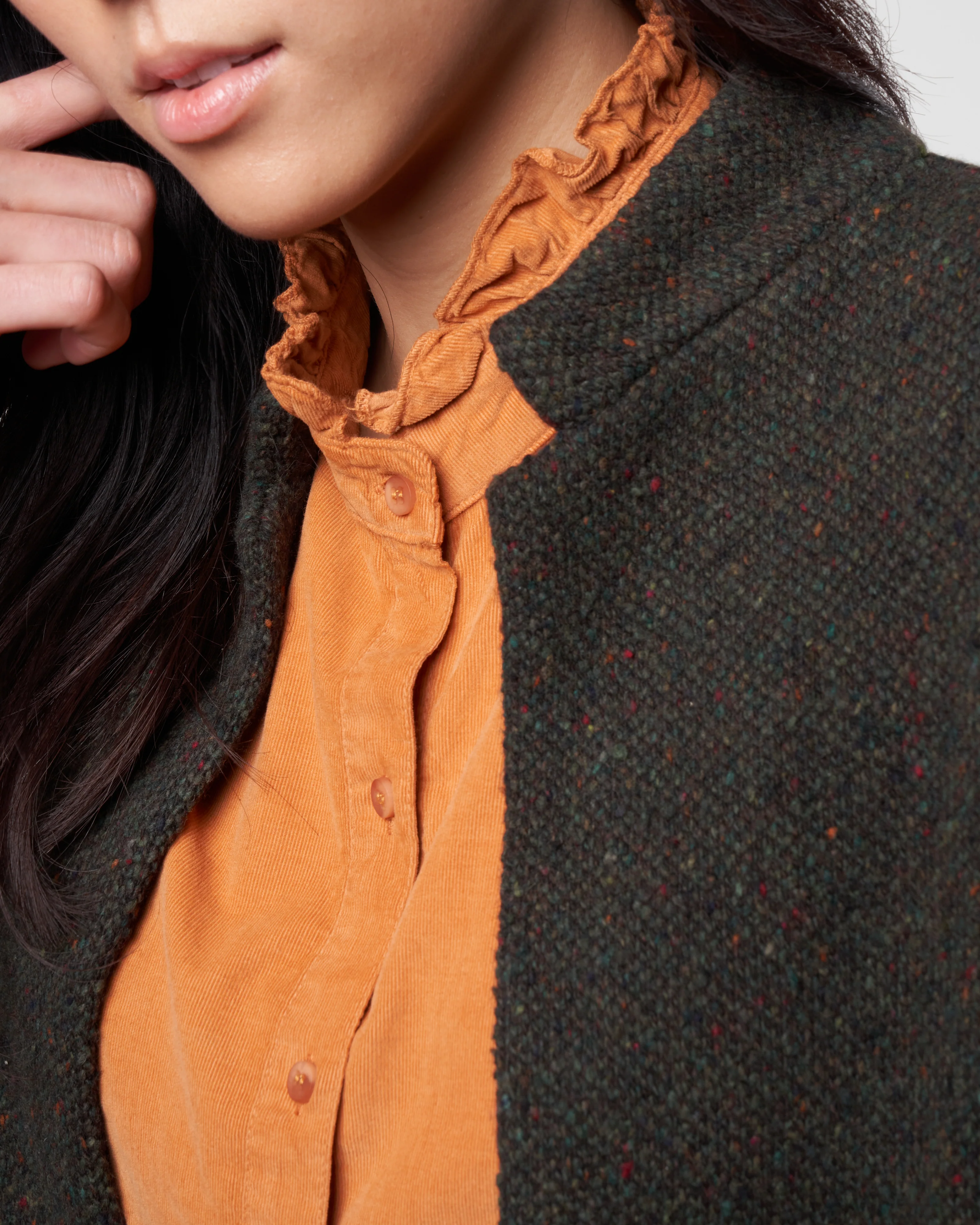tweed knit jacket - loden - Image 5