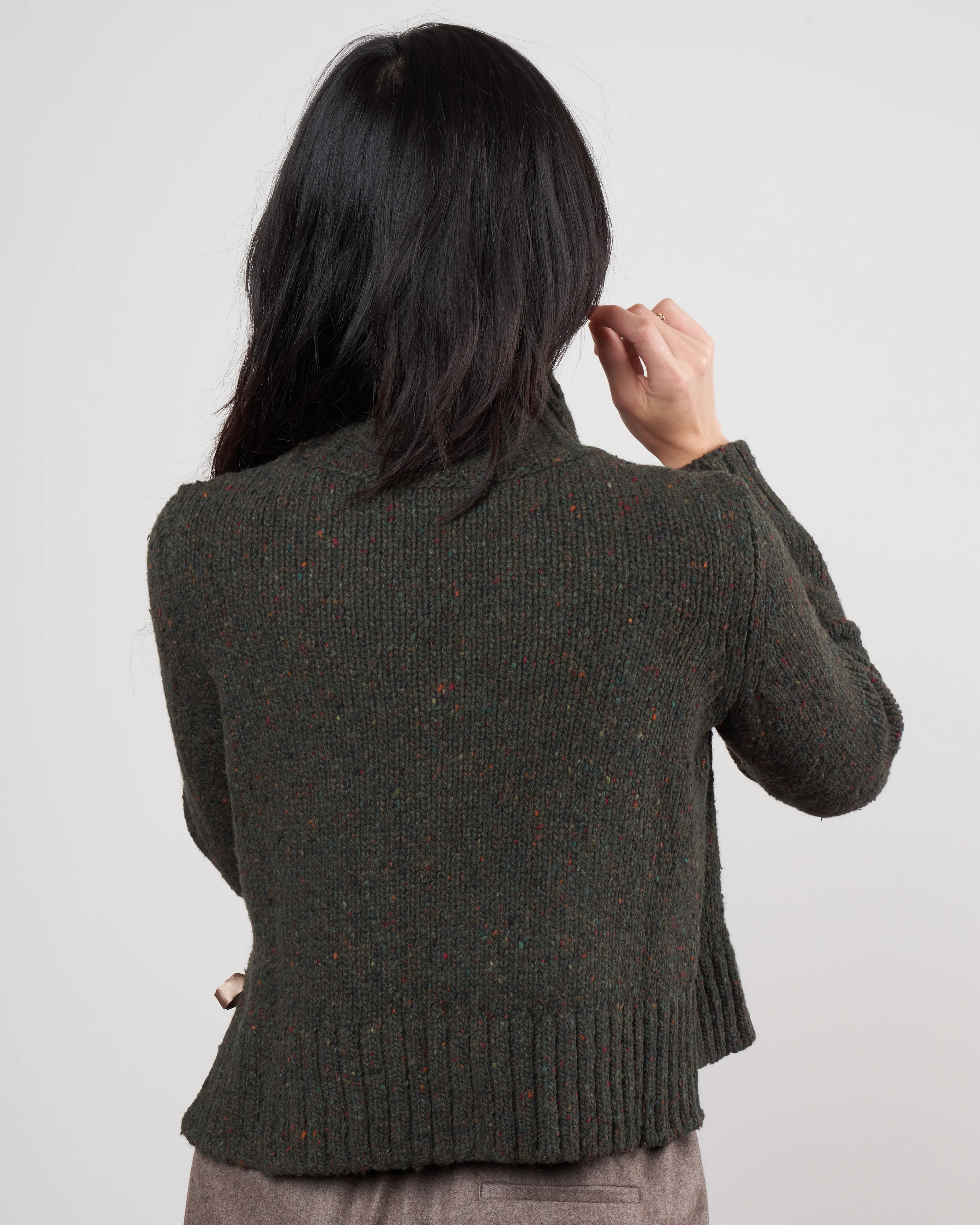 tweed turtleneck - olive - Image 4