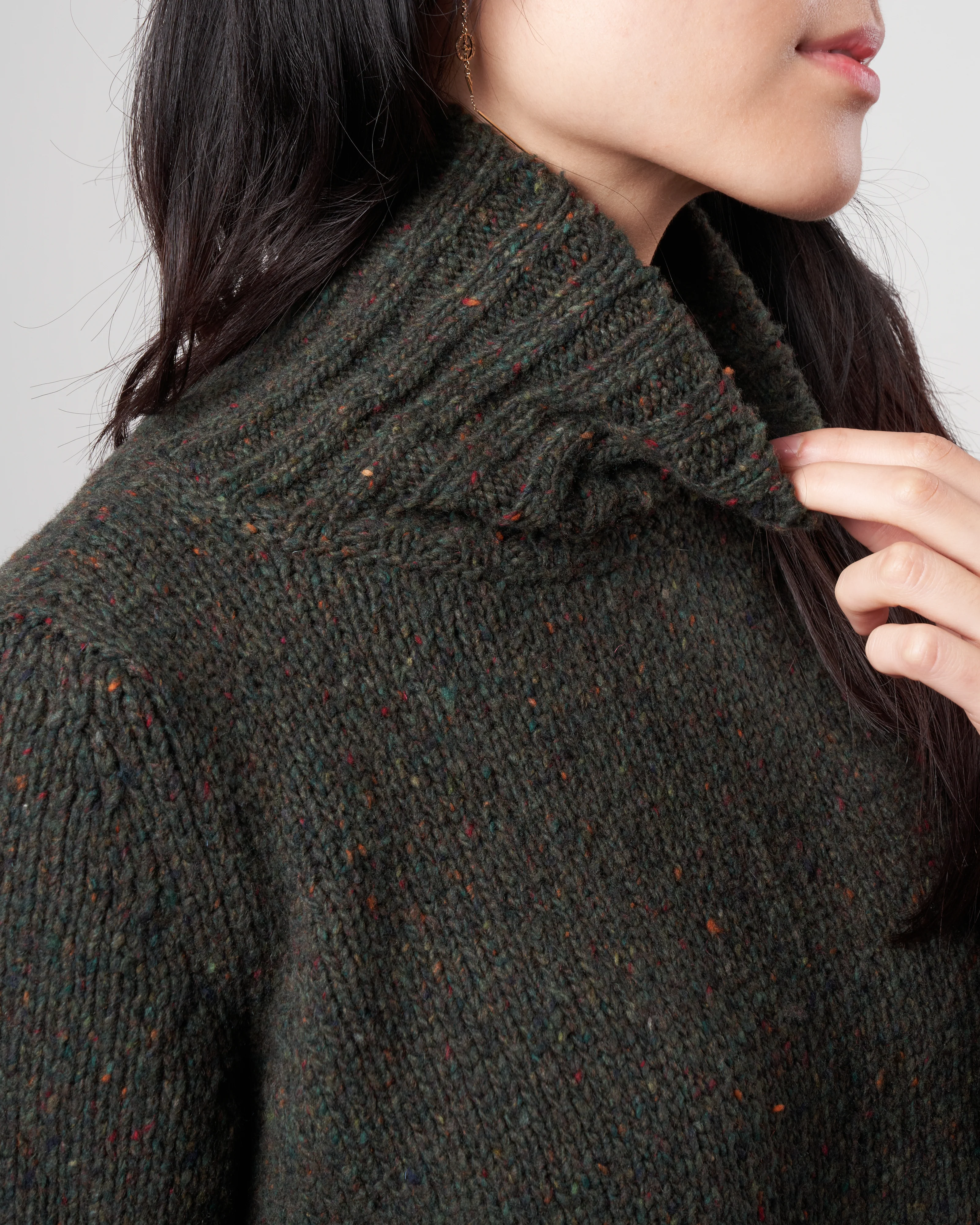 tweed turtleneck - olive - Image 5