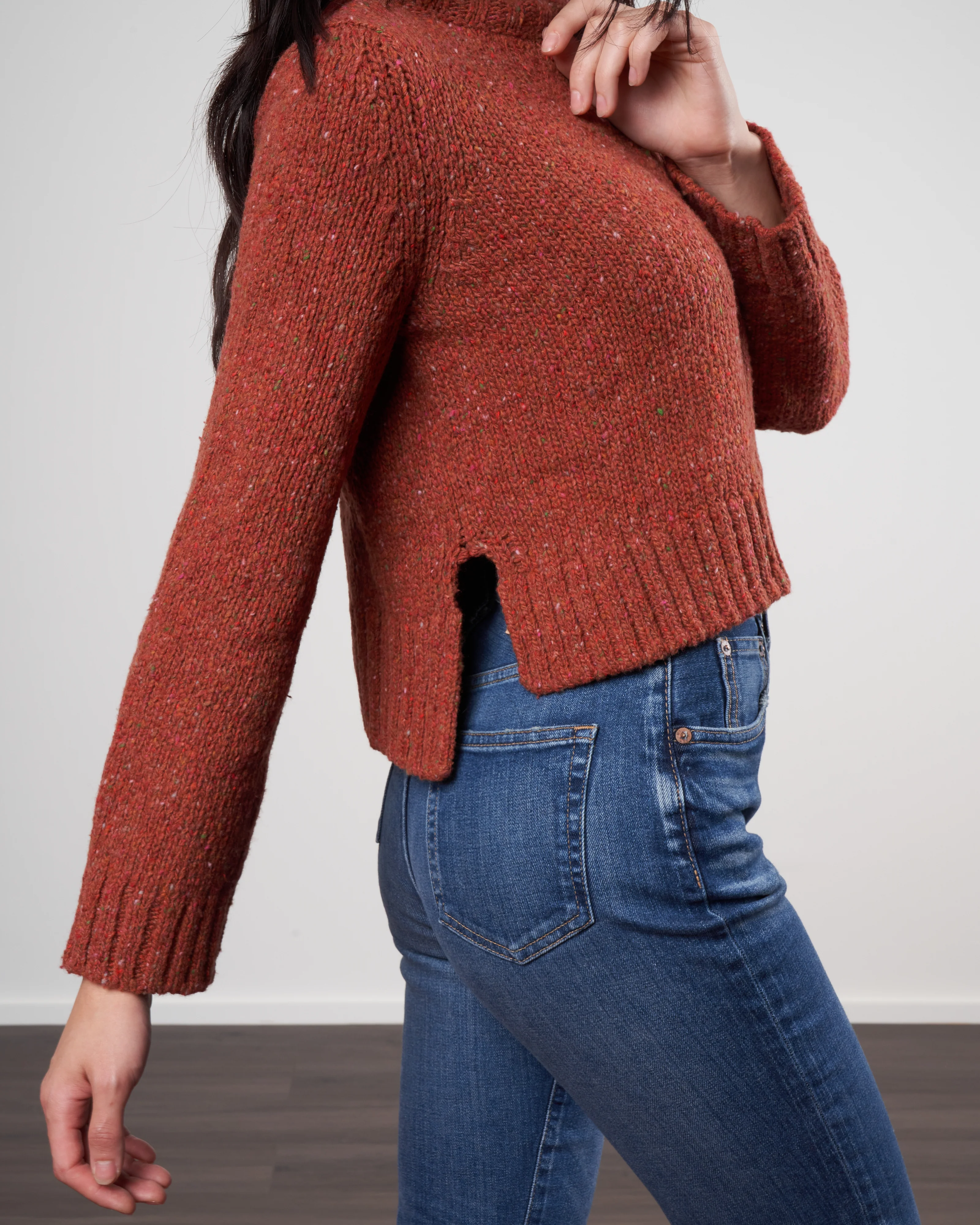 tweed turtleneck - orange - Image 2