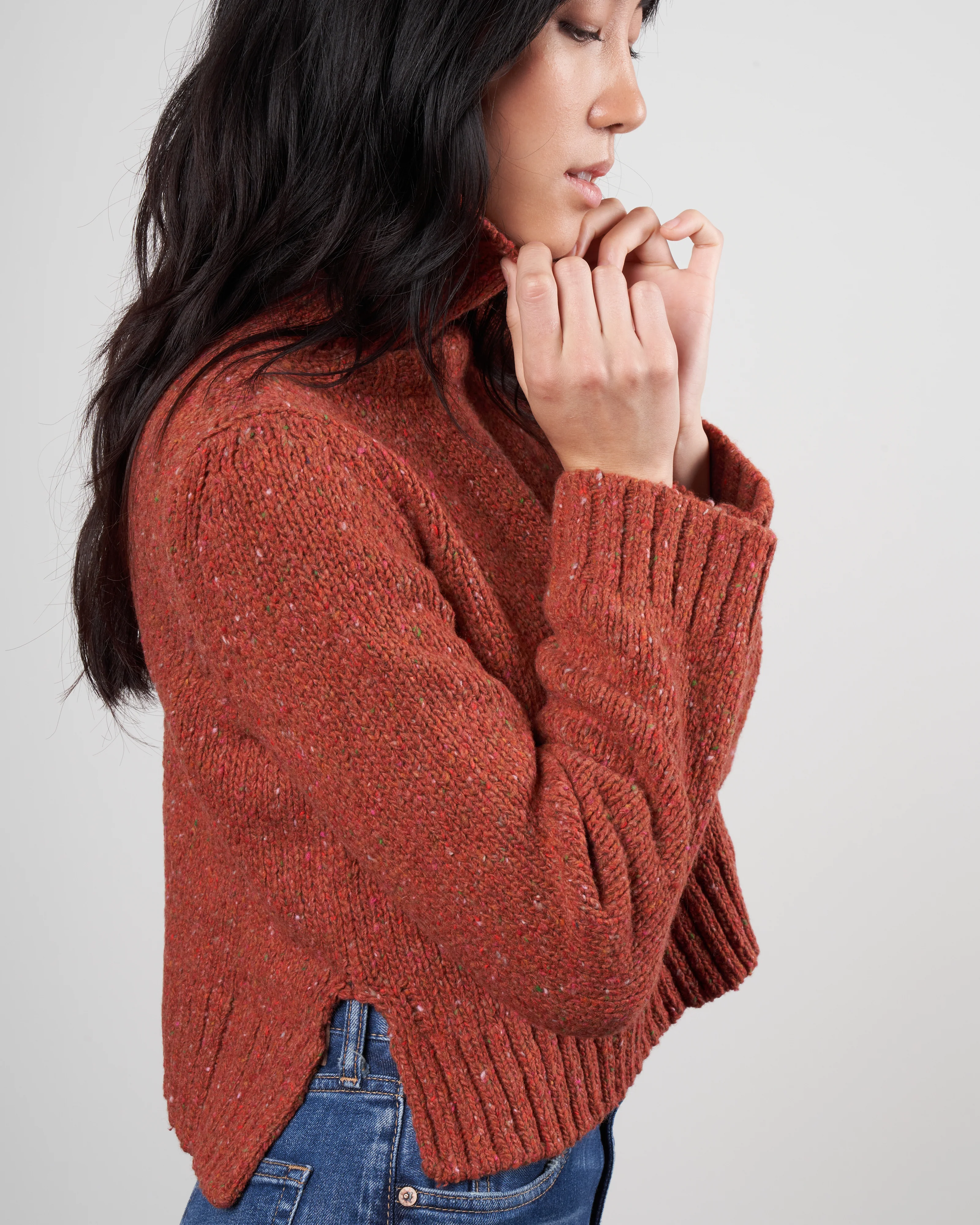 tweed turtleneck - orange - Image 3