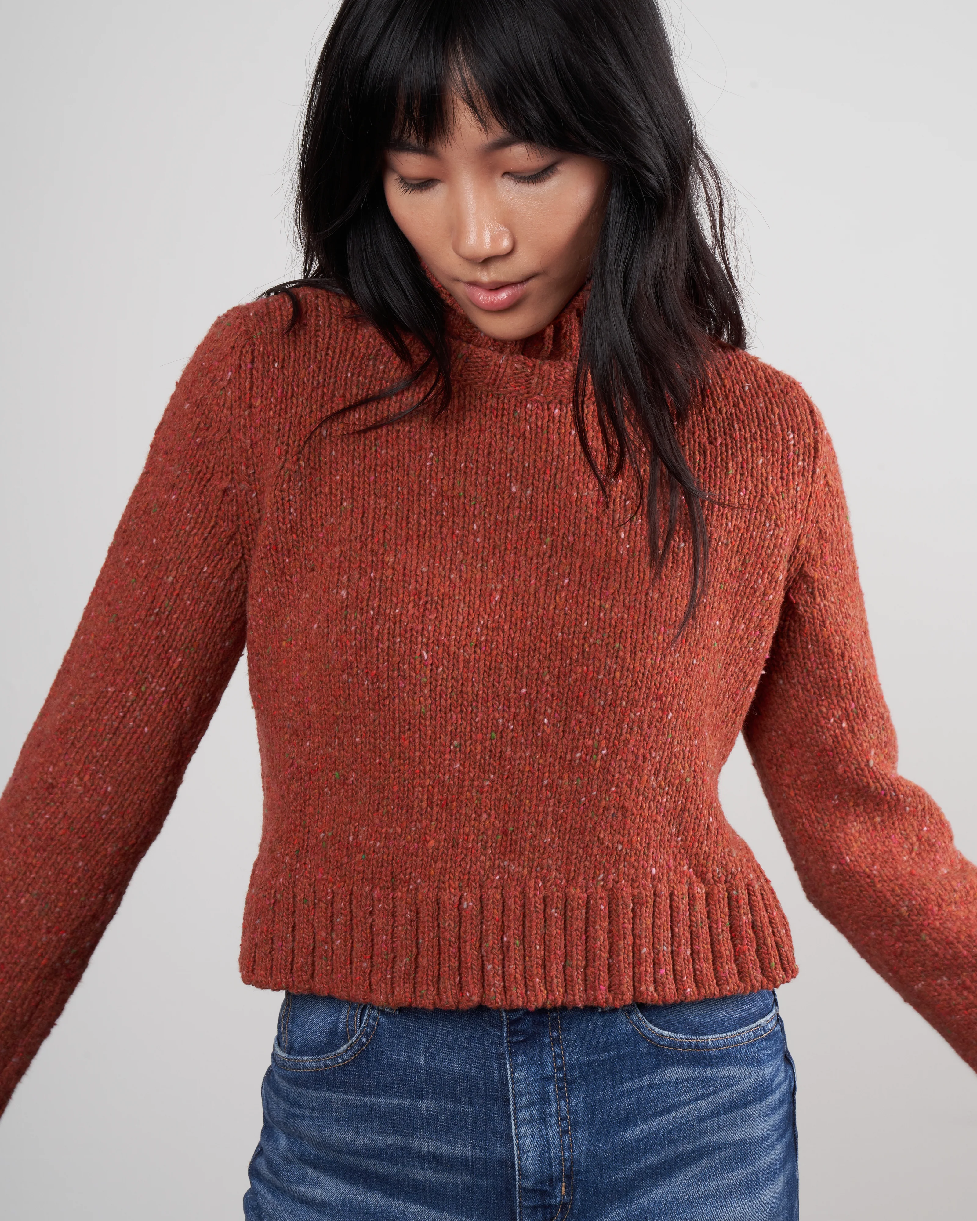tweed turtleneck - orange - Image 4
