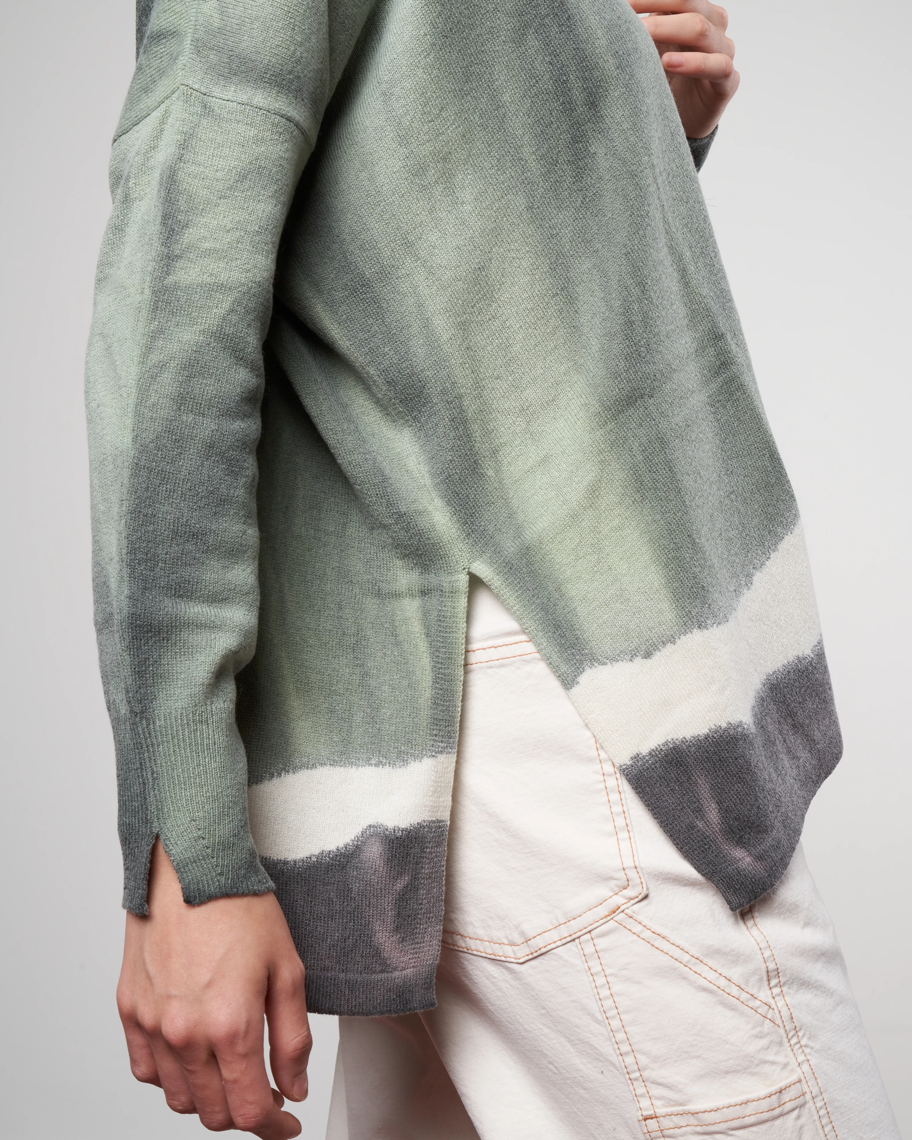 wool/cashmere oversized vneck pullover - olive hedge - Image 5