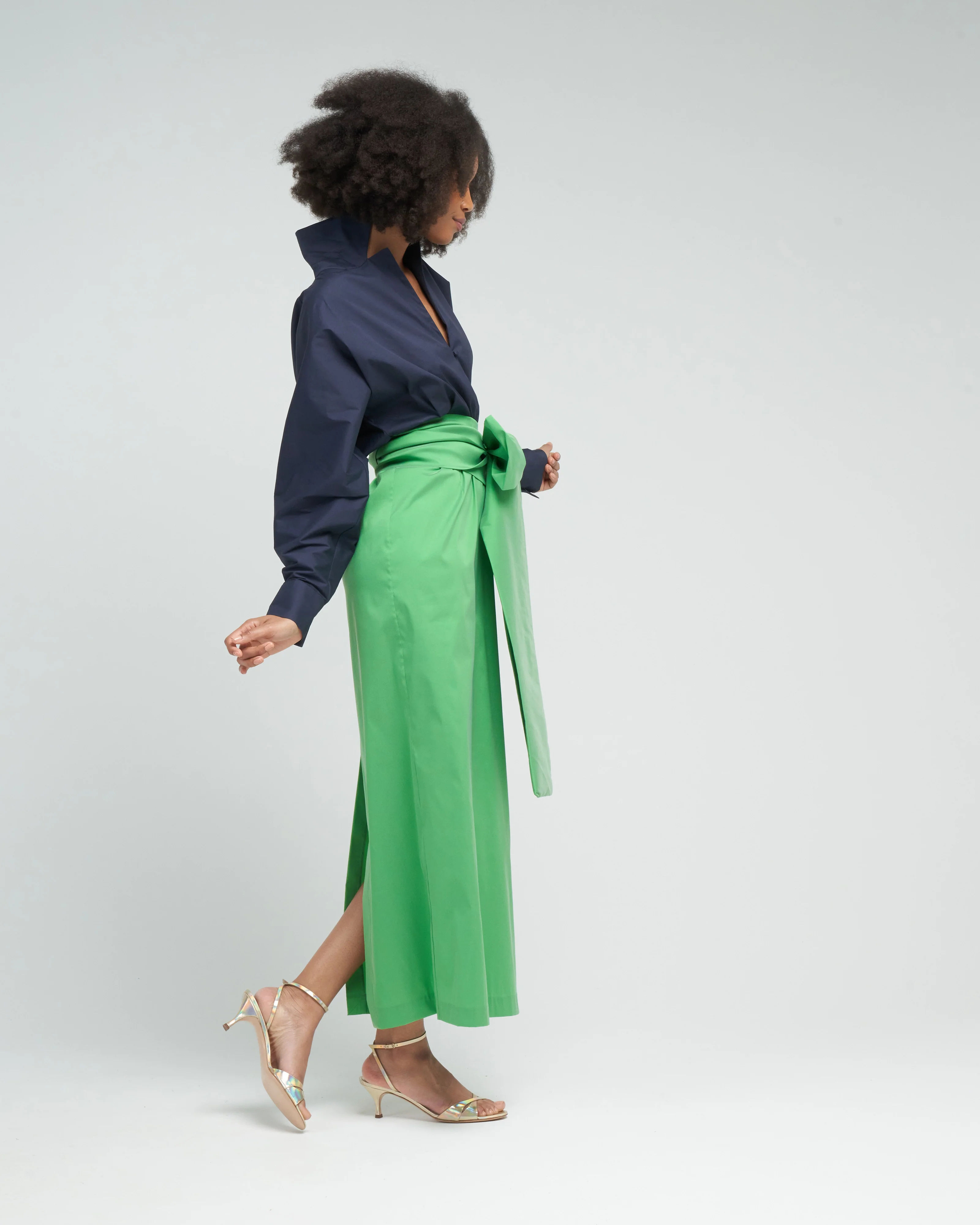 dress claire - midnight blue grass green - Image 3