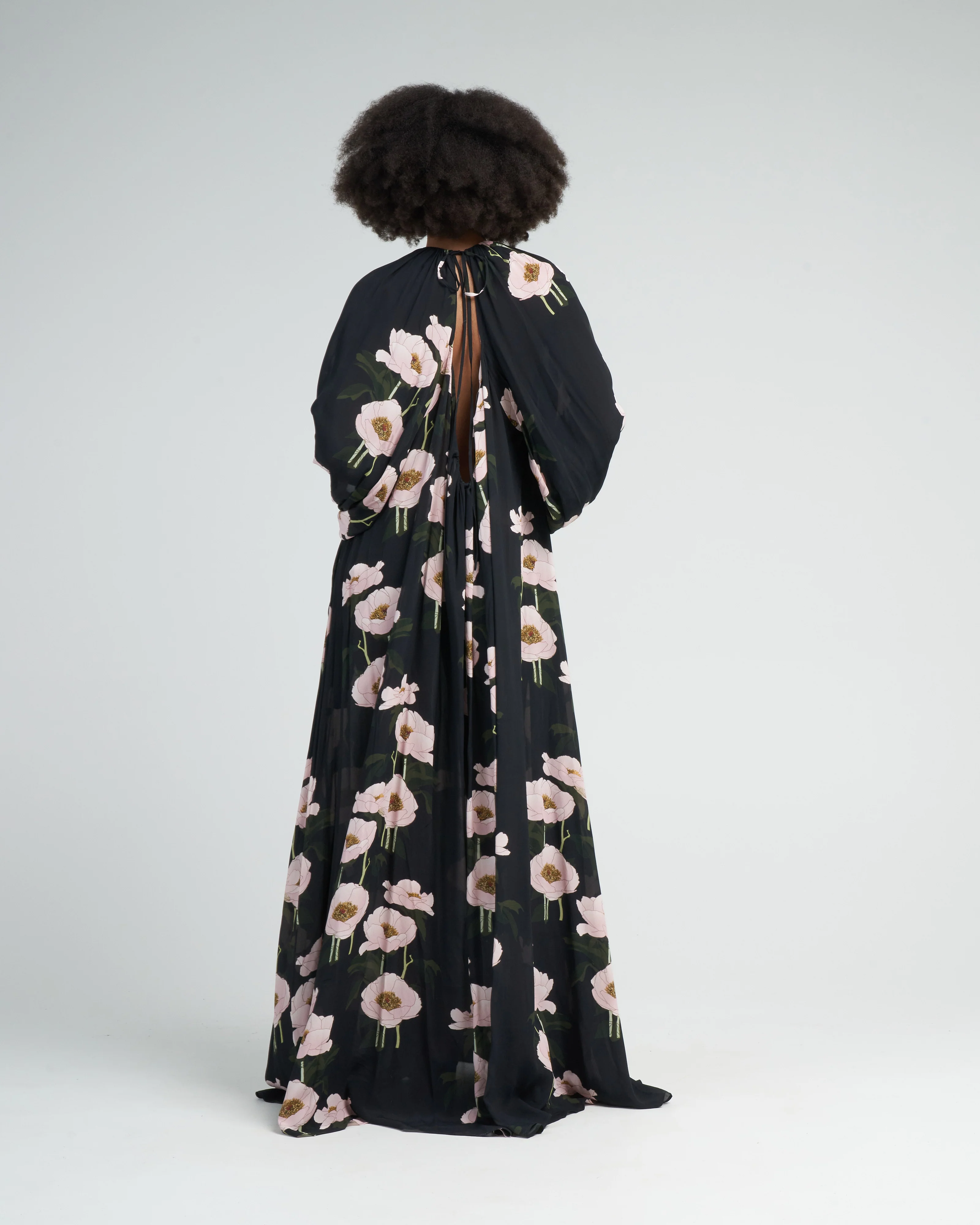 dress frida - big peonies black - Image 4