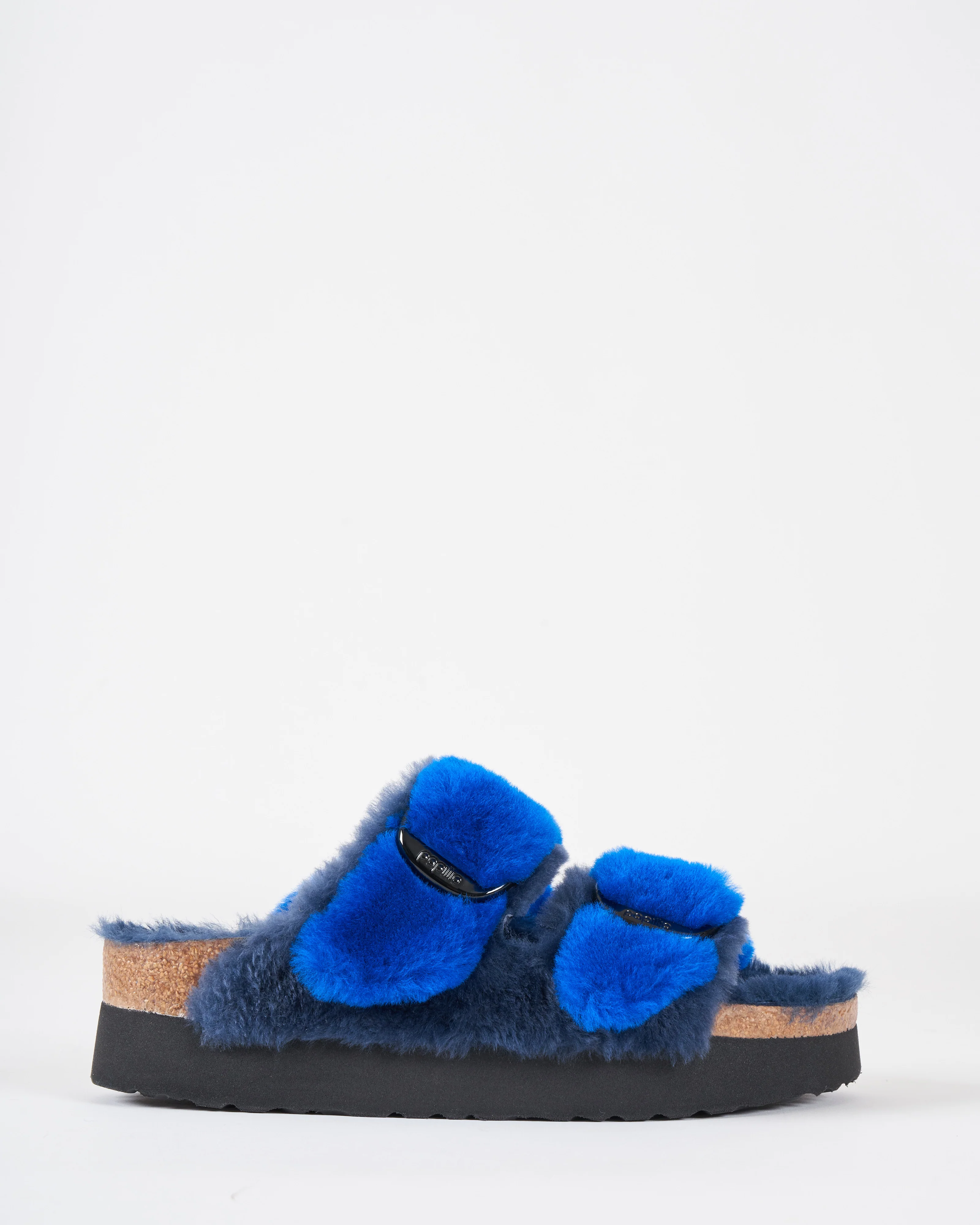 arizona big buckle platform sandal - ultra blue/midnight shearling - Image 2