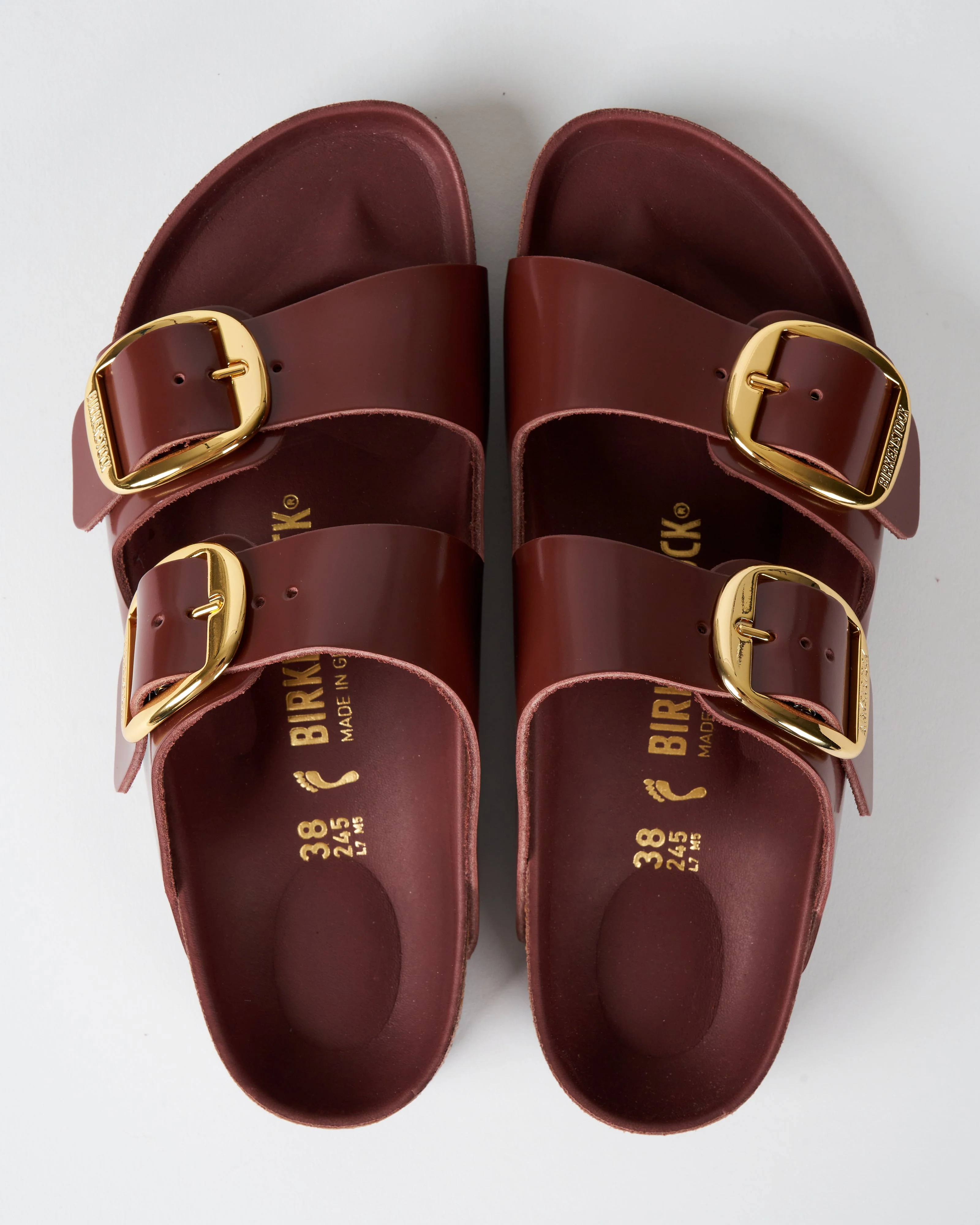 arizona high shine leather sandal - chocolate high shine leather - Image 3