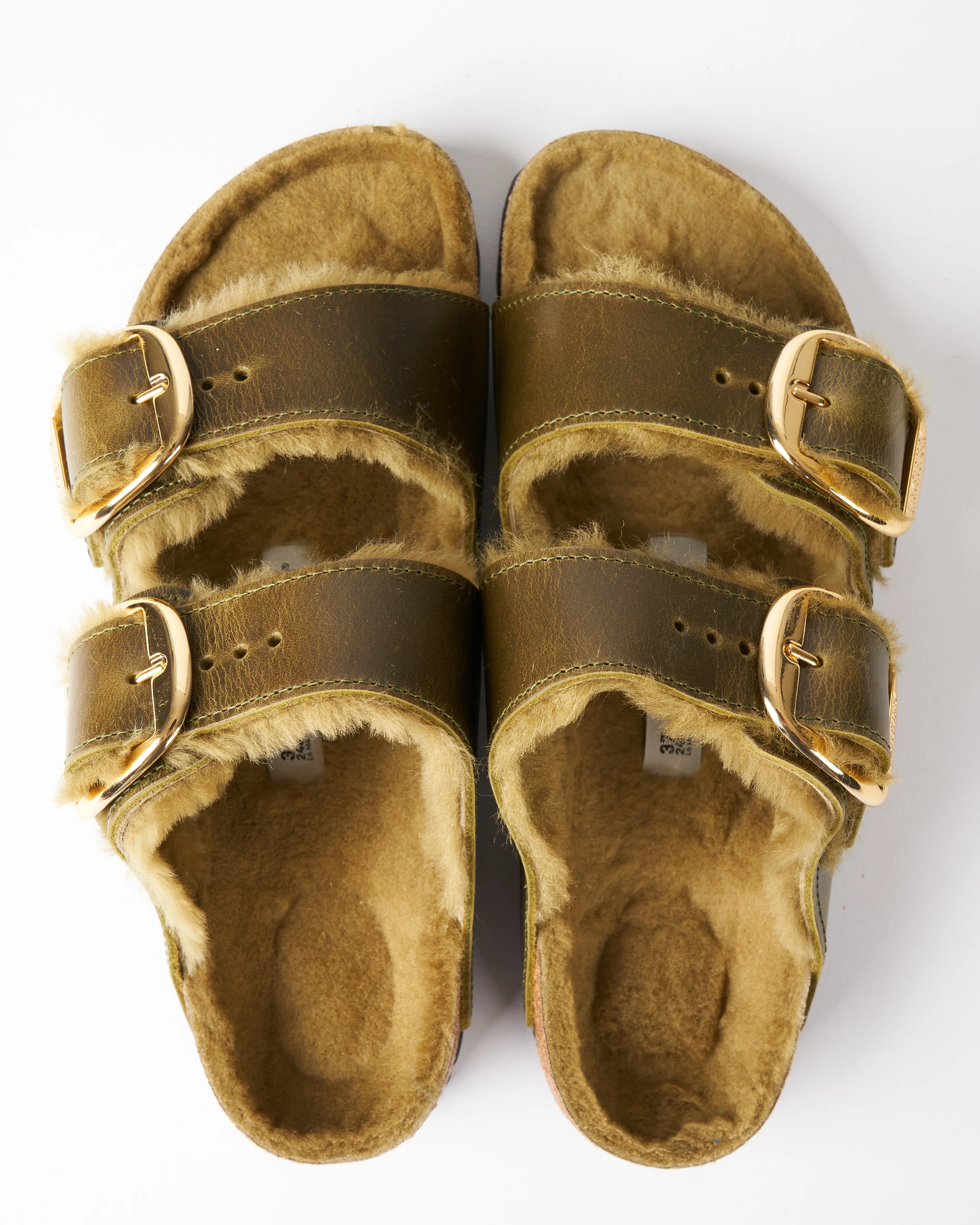 arizona leather/shearling sandal - green olive oiled leather/green olive shearling - Image 3