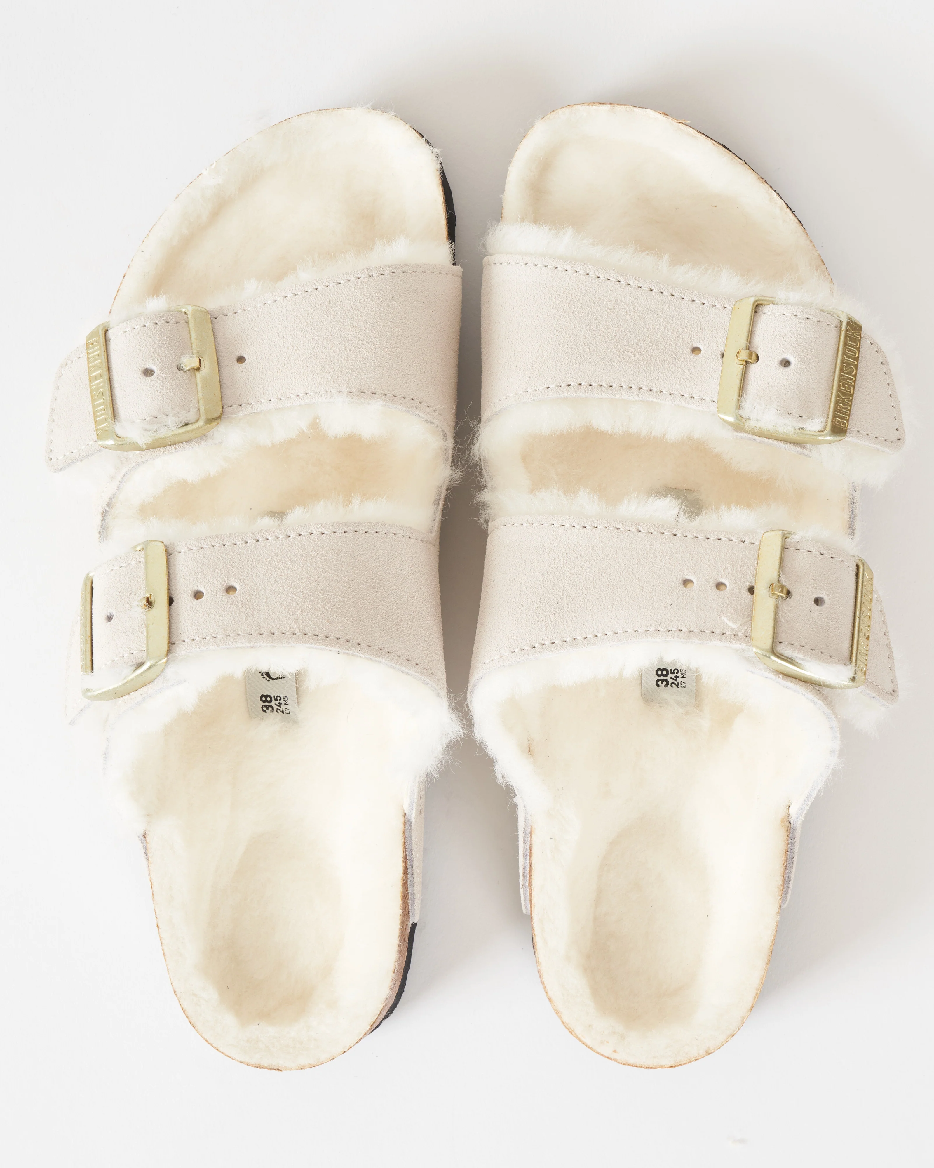 arizona shearling sandal - antique white suede - Image 3