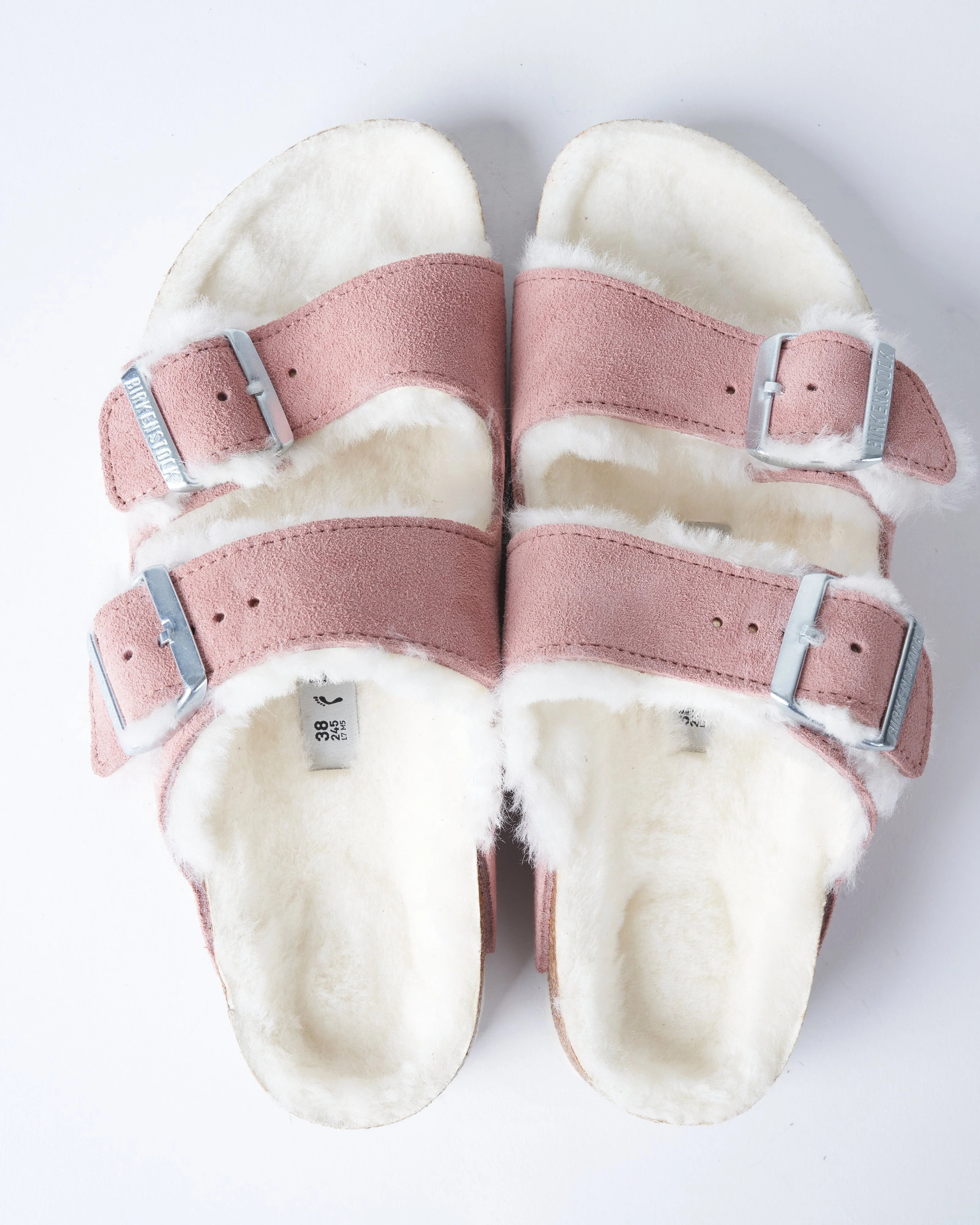arizona shearling sandal - pink clay suede/natural shearling - Image 3