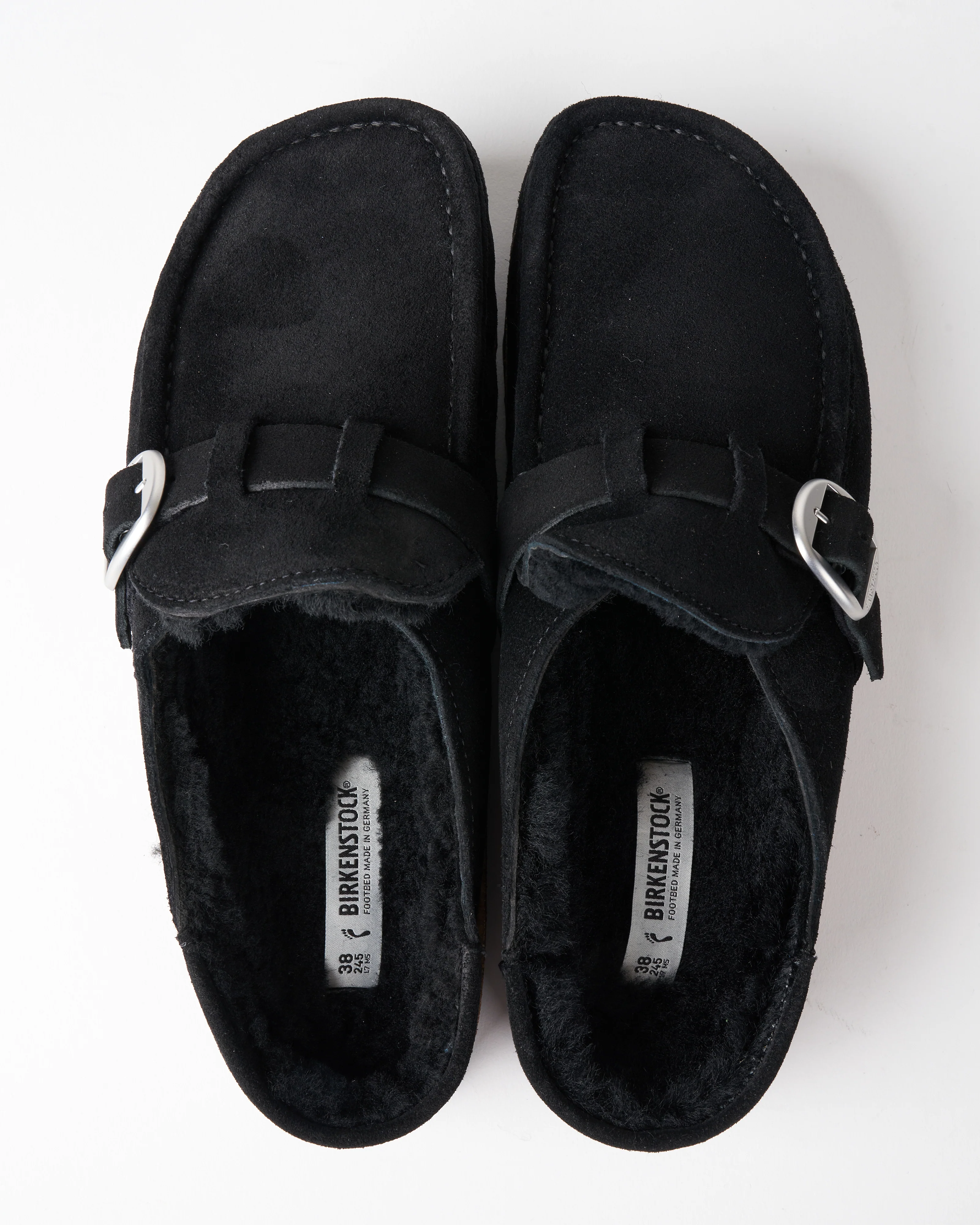 buckley shearling mule - black suede/black shearling - Image 3