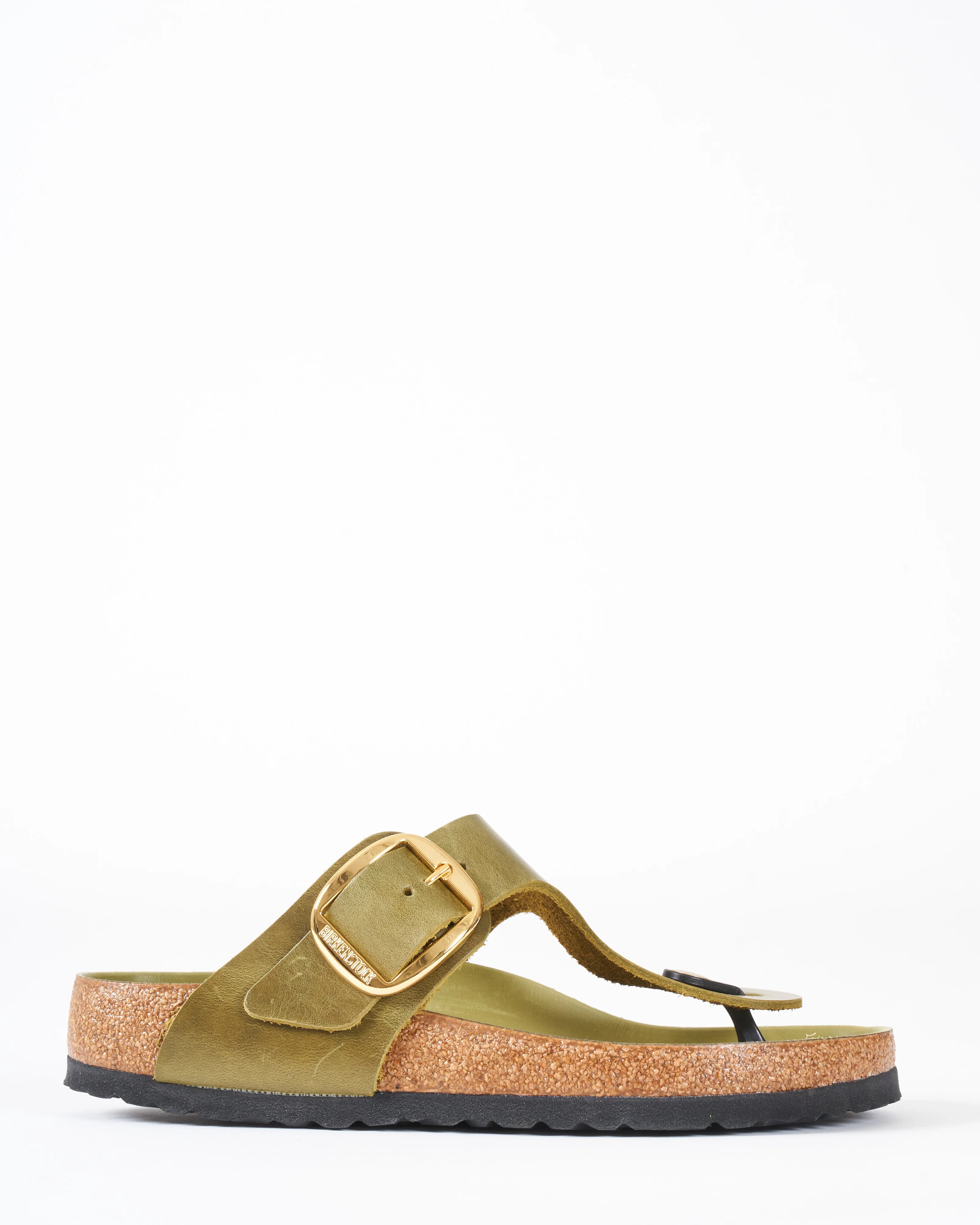 gizeh big buckle sandal - green olive oiled leather - Image 2
