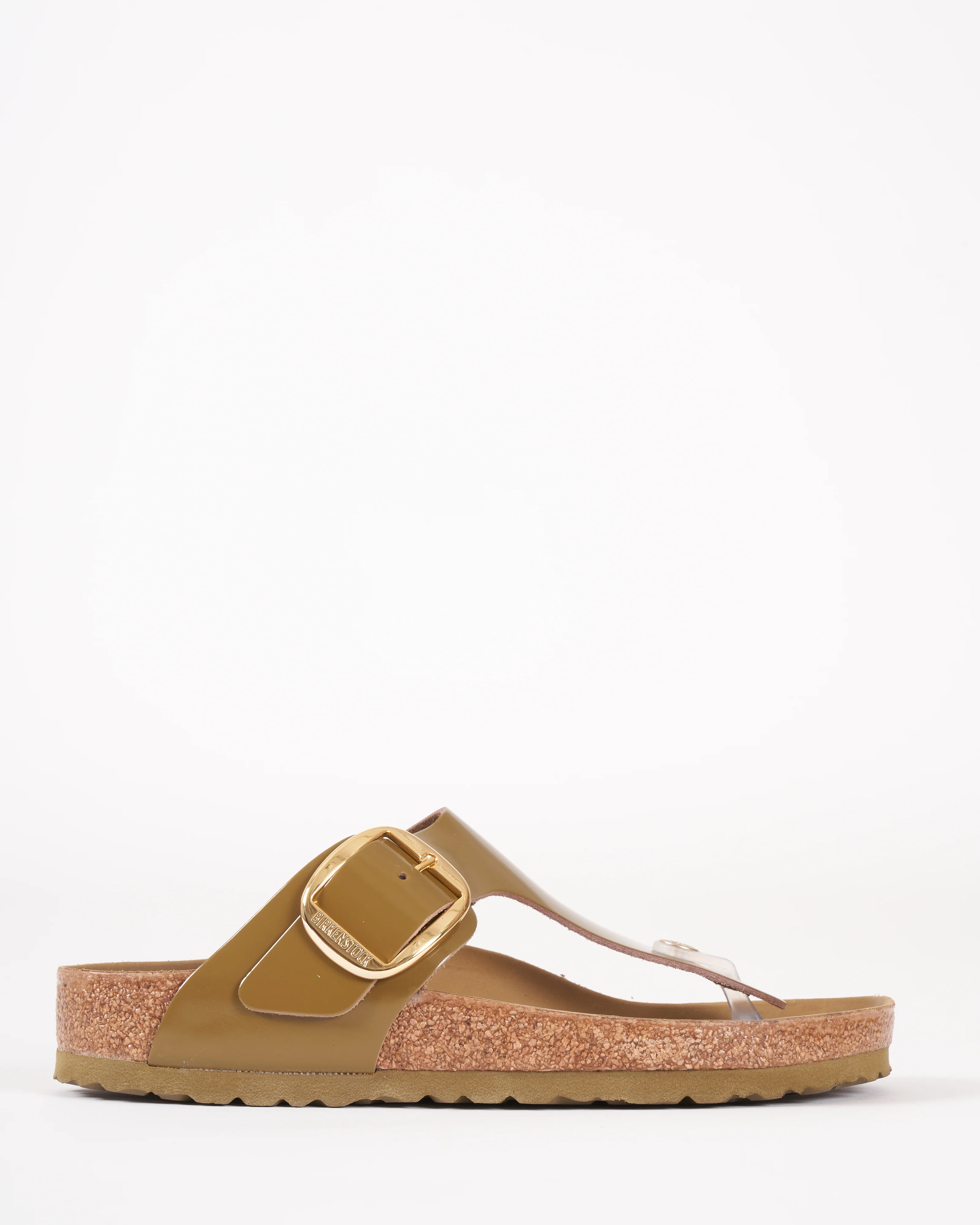 gizeh big buckle sandal - high shine mud green leather - Image 2