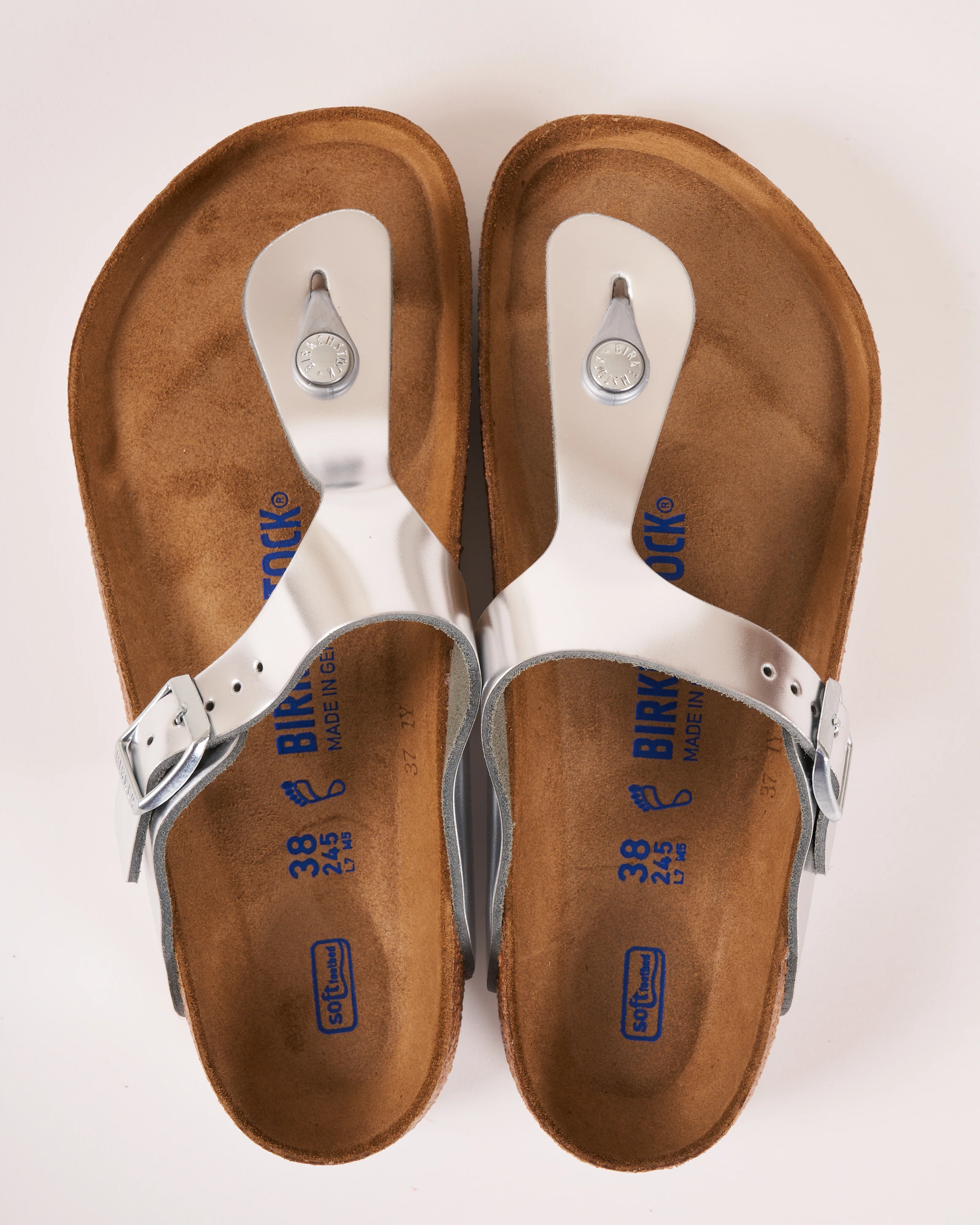 gizeh soft footbed sandal - metallic silver leather - Image 2