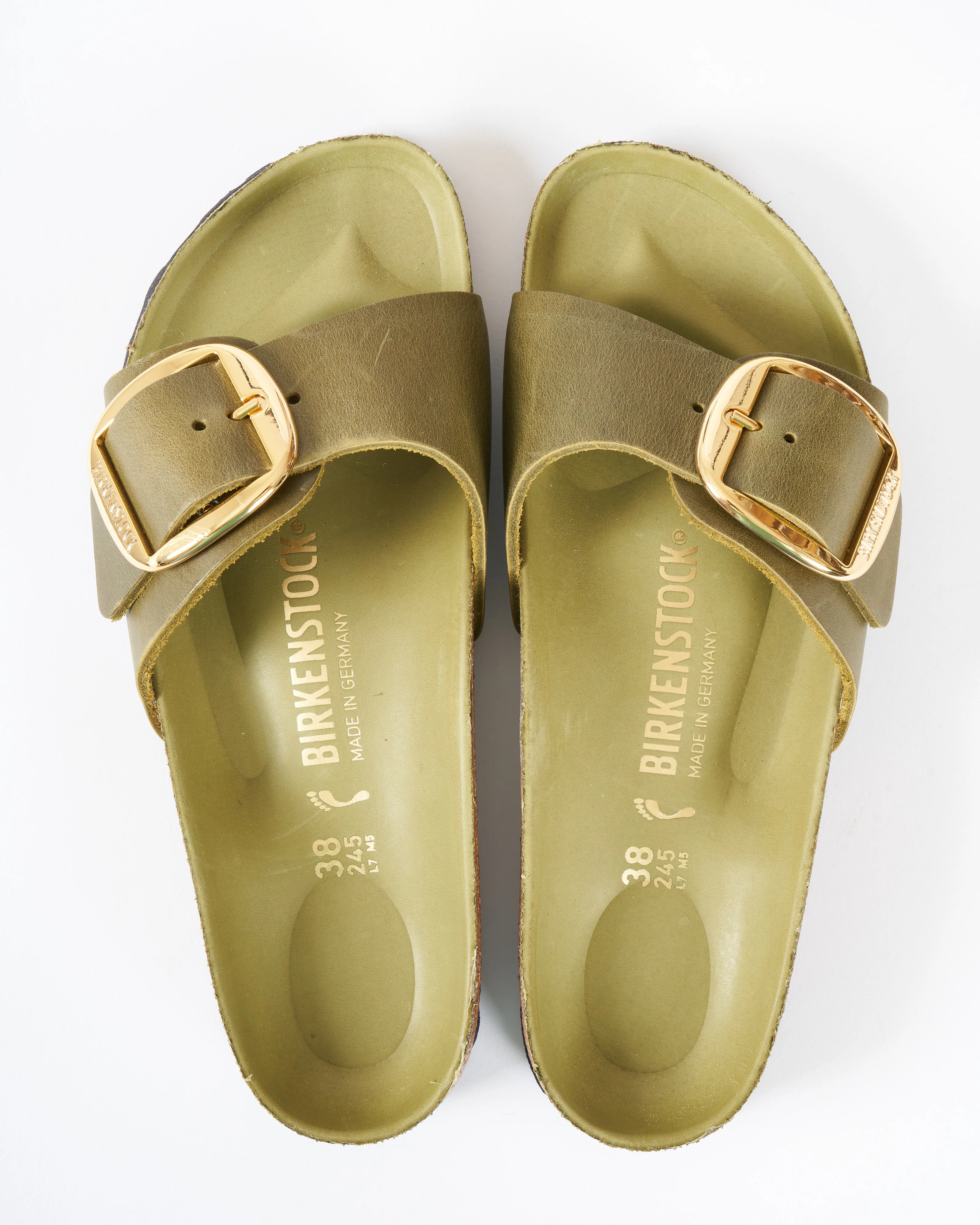 madrid big buckle sandal - green olive oiled leather - Image 3