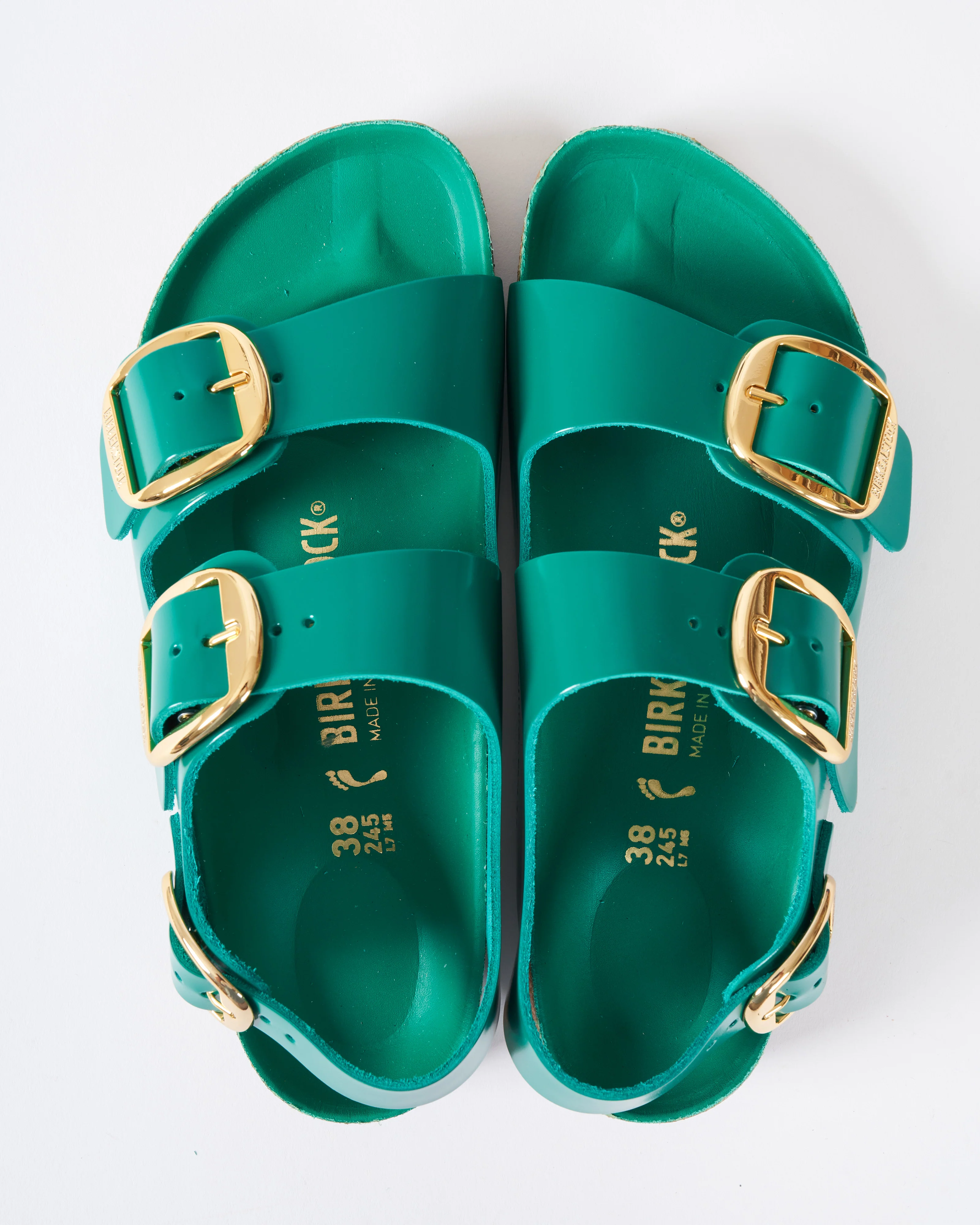 milano big buckle sandal - digital green high shine leather - Image 3