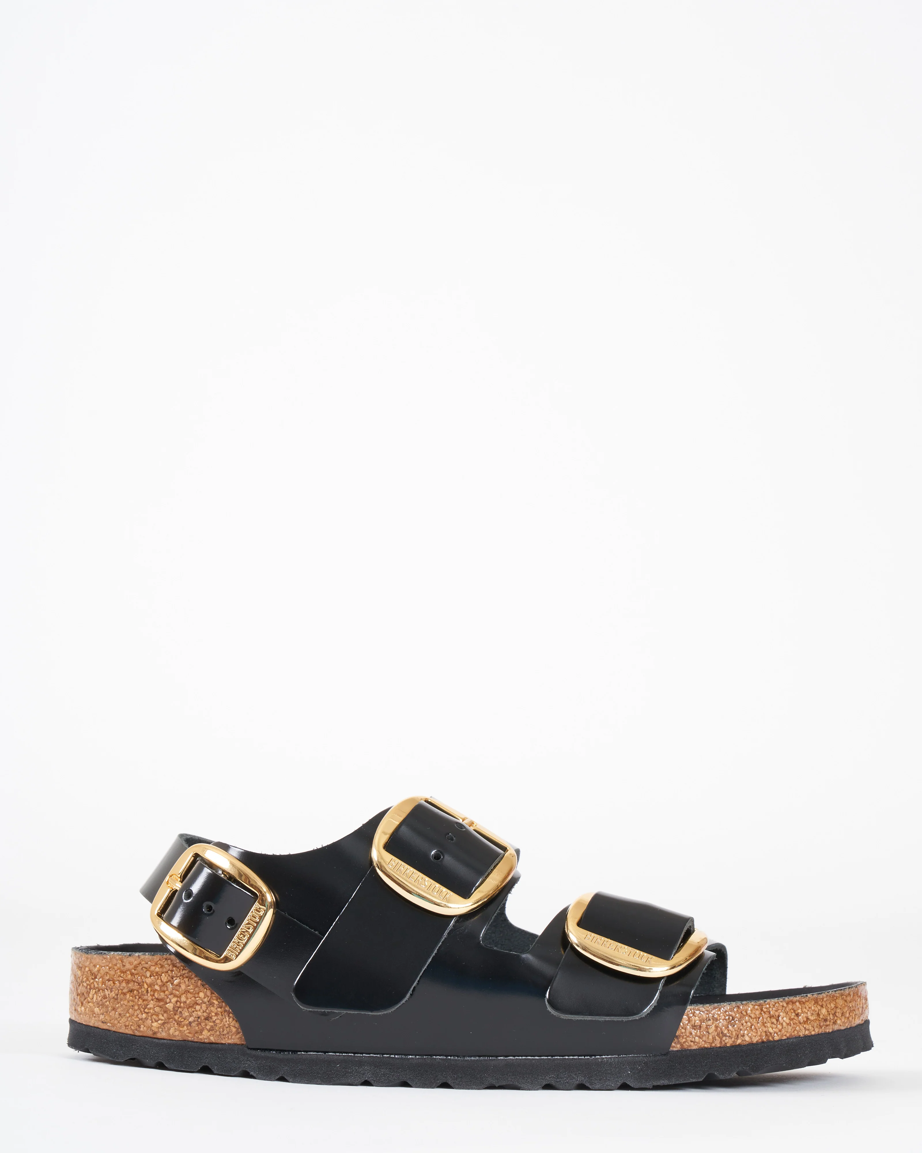 milano big buckle sandal - high shine black leather - Image 2