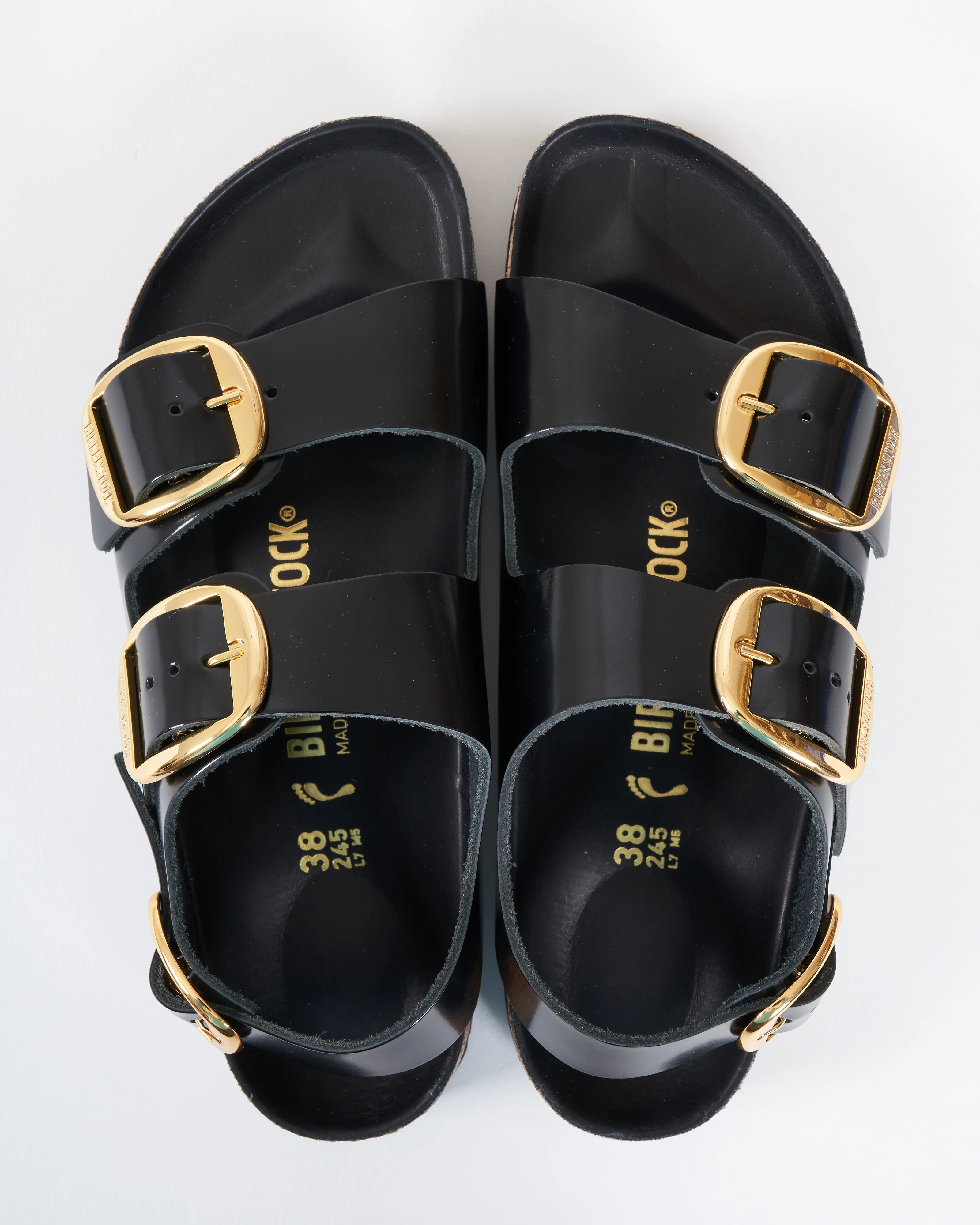 milano big buckle sandal - high shine black leather - Image 3