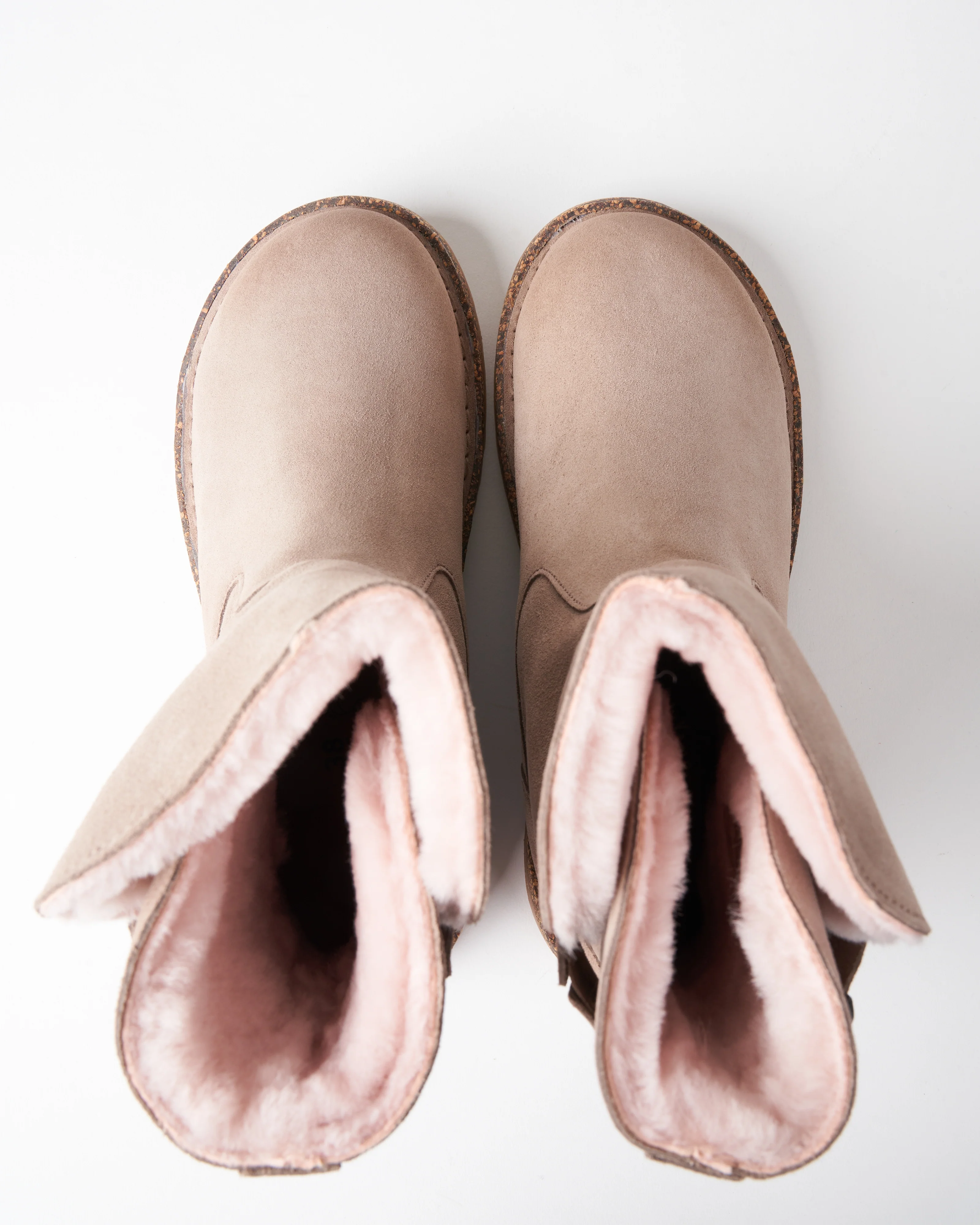 uppsala shearling boot - gray taupe suede/soft pink shearling - Image 3