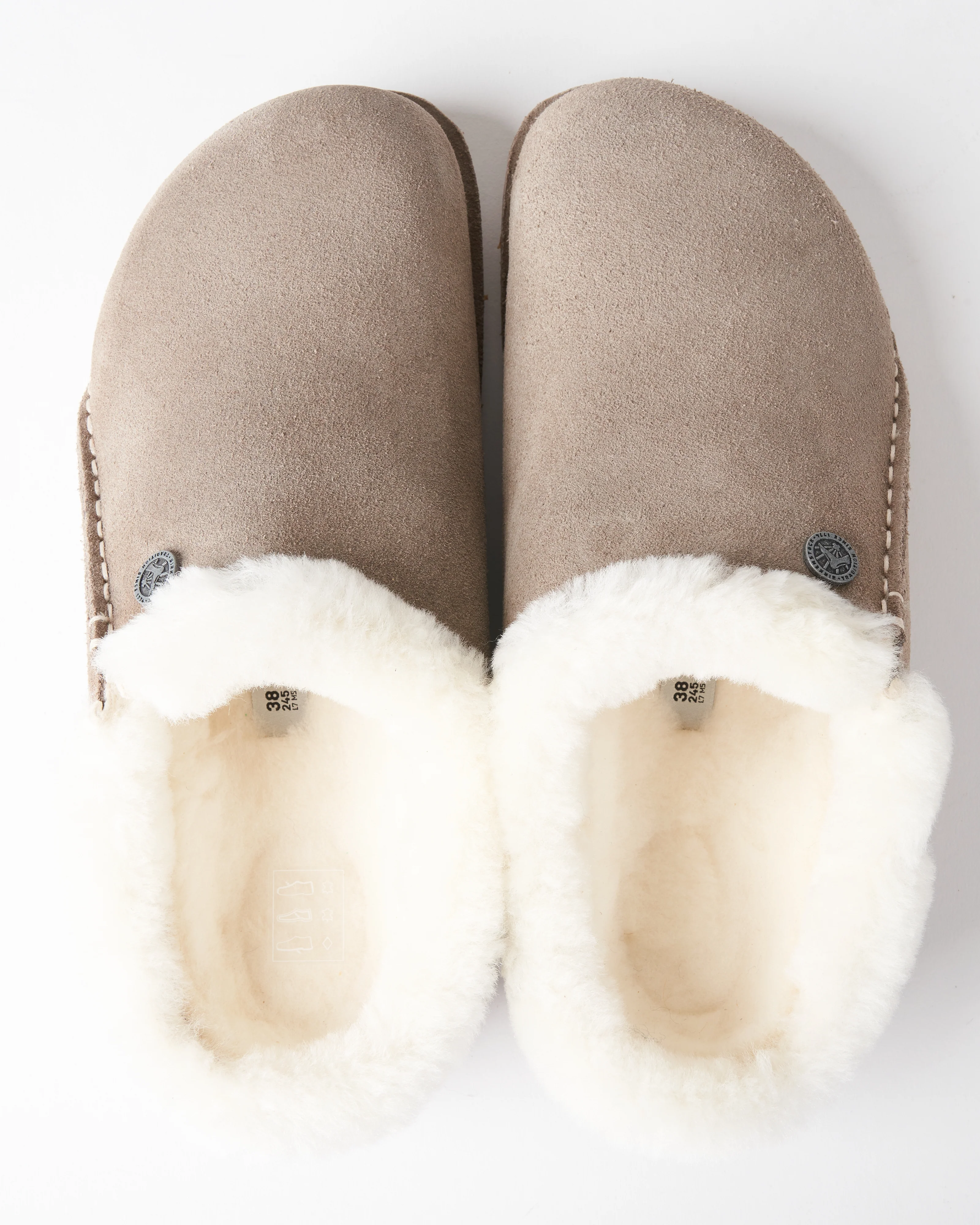 zermatt slipper w/shearling - stone coin suede/natural shearling - Image 3