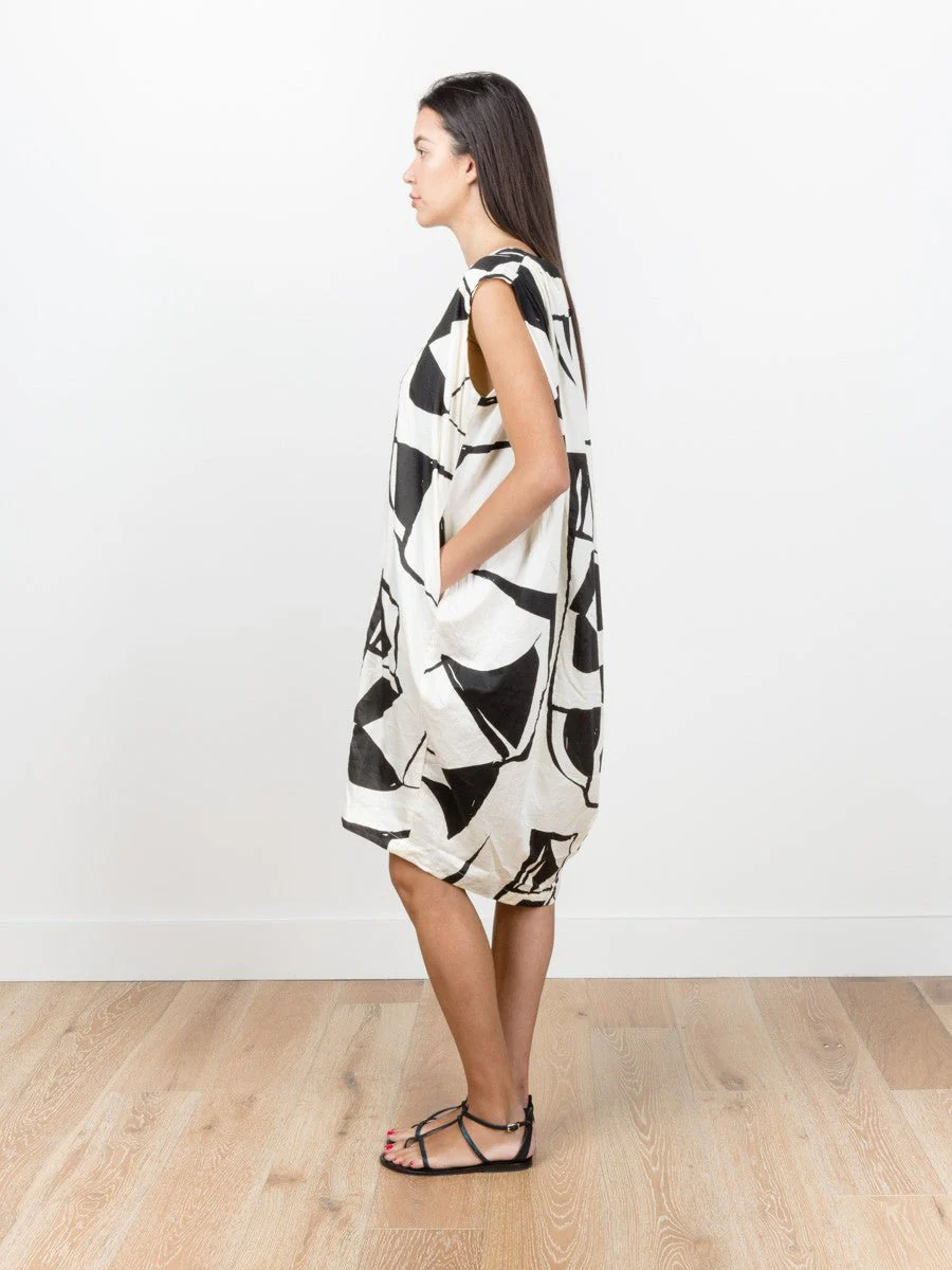 accordion dress - cream print - Image 2