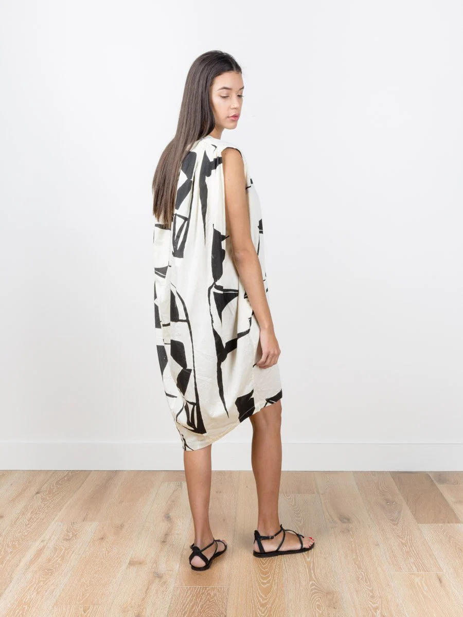 accordion dress - cream print - Image 3