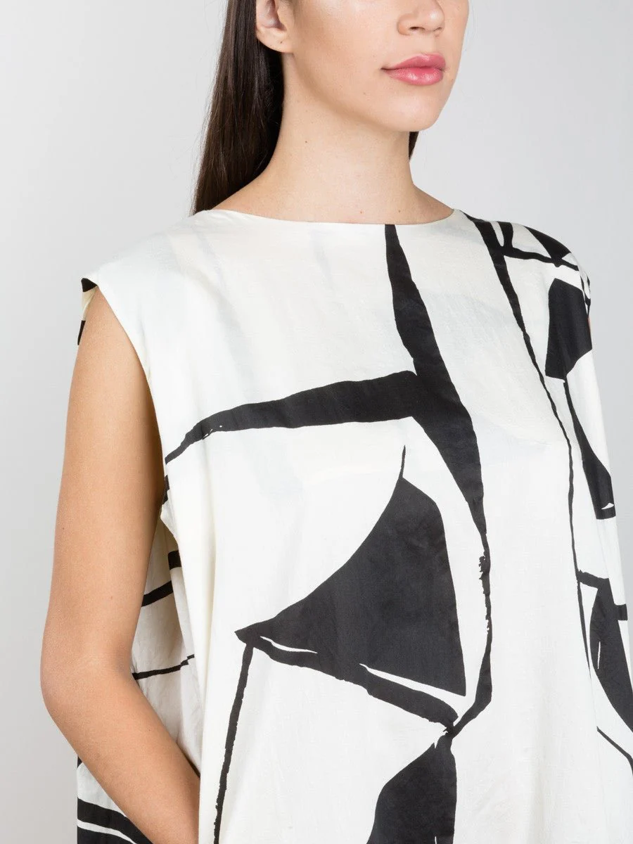 accordion dress - cream print - Image 4
