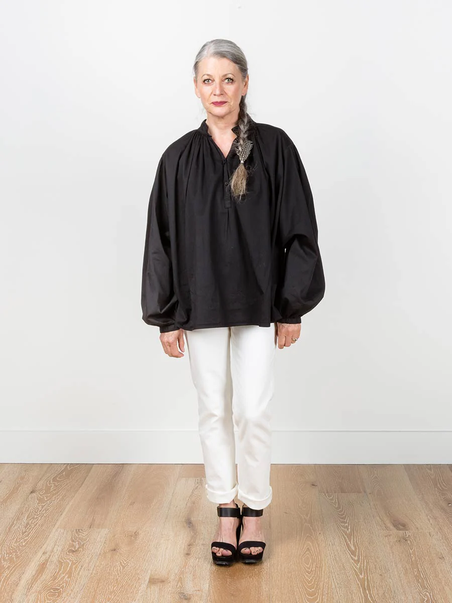 balloon sleeve blouse - black