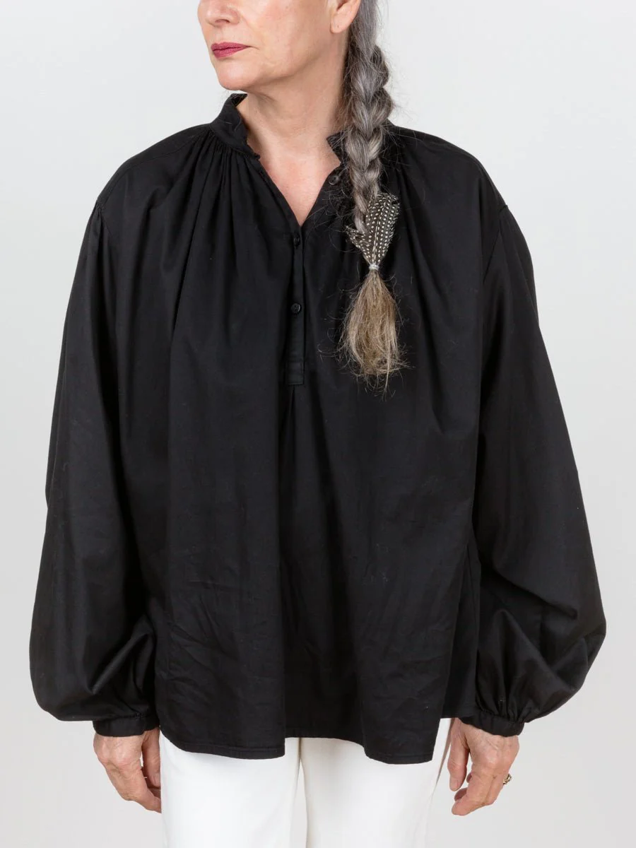 balloon sleeve blouse - black - Image 2