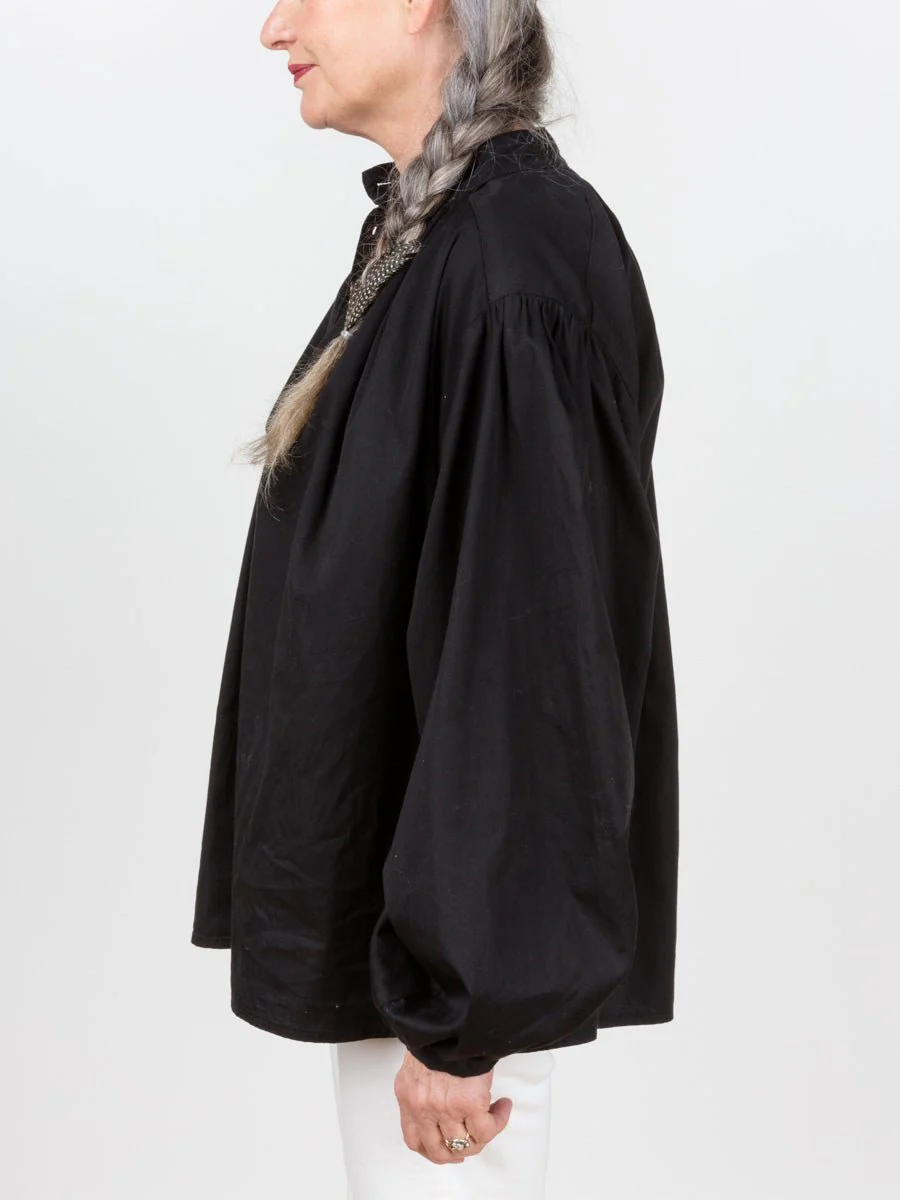 balloon sleeve blouse - black - Image 3