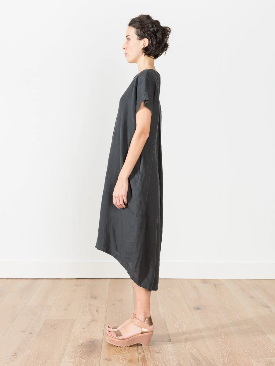 pleated cocoon dress - black - Image 2