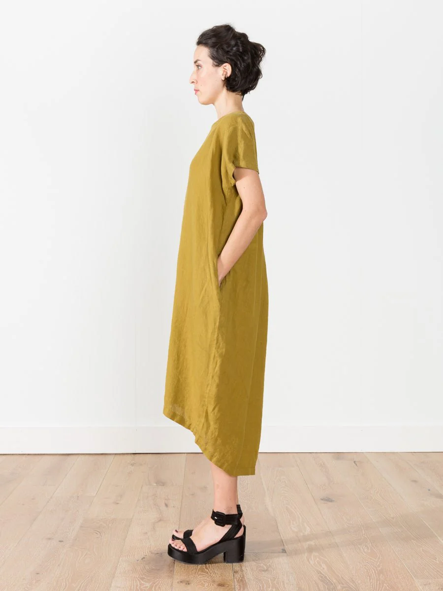 pleated cocoon dress - mustard - Image 3