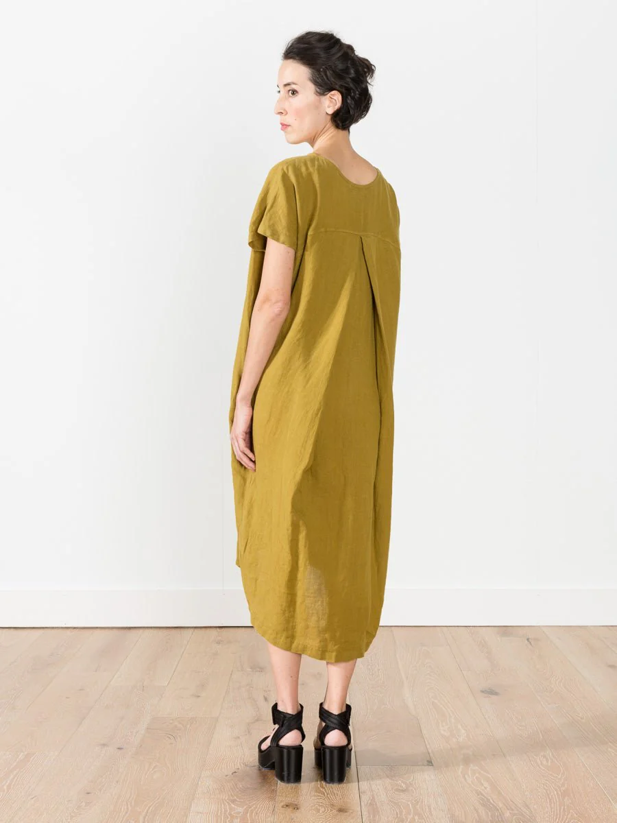 pleated cocoon dress - mustard - Image 4
