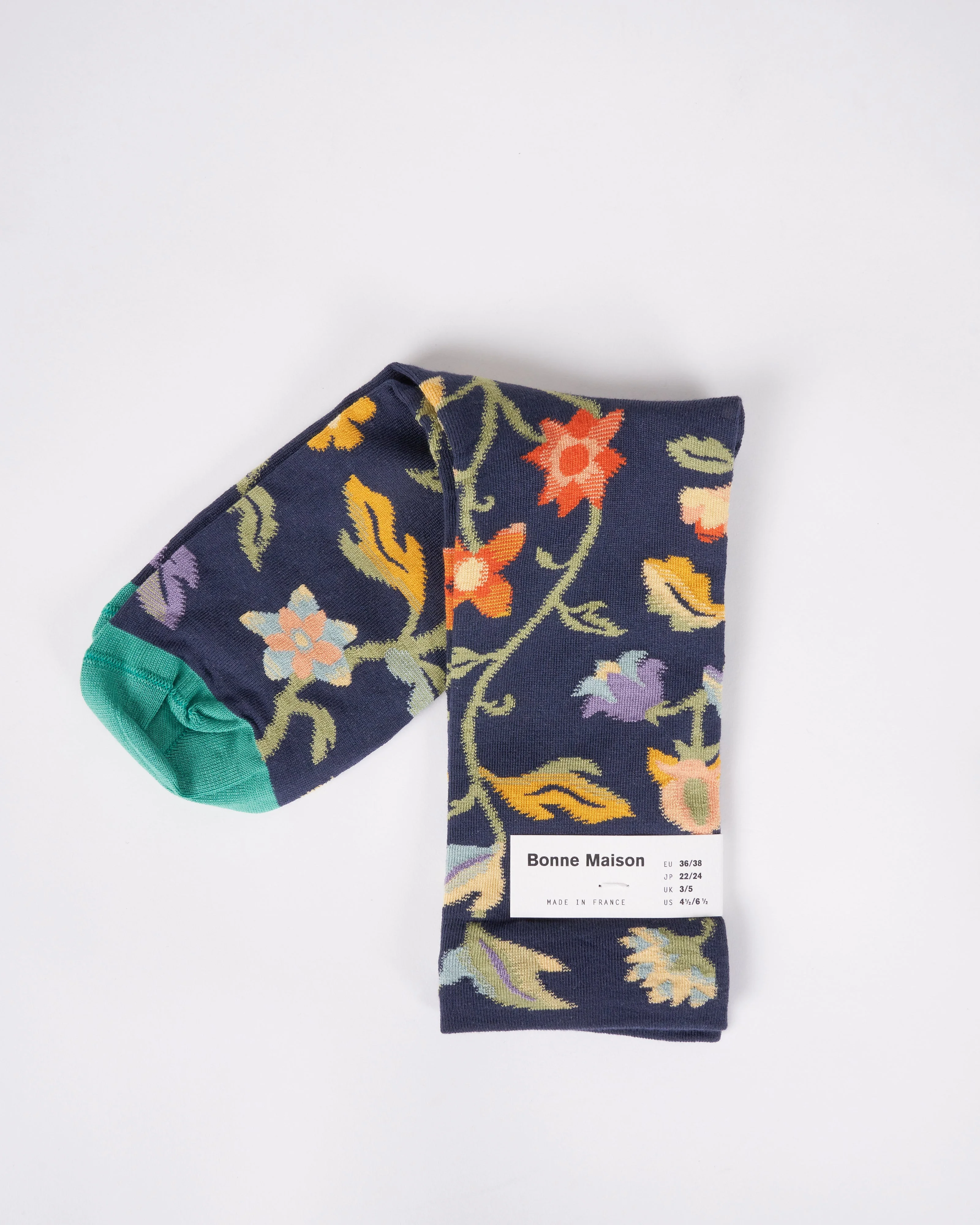 chaussette fleur ardoise