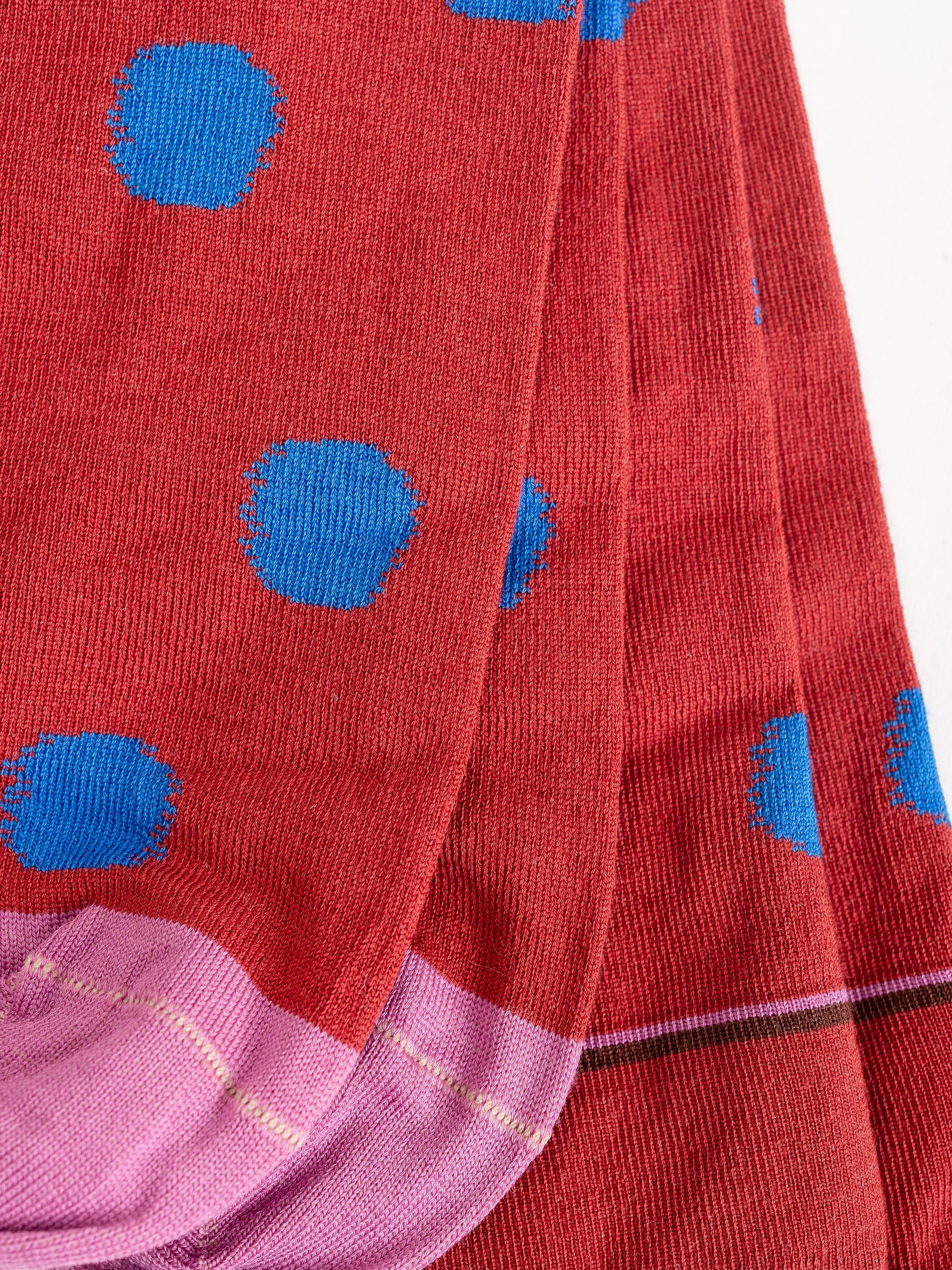 short sock - incarnet red w/ blue dots - Image 3