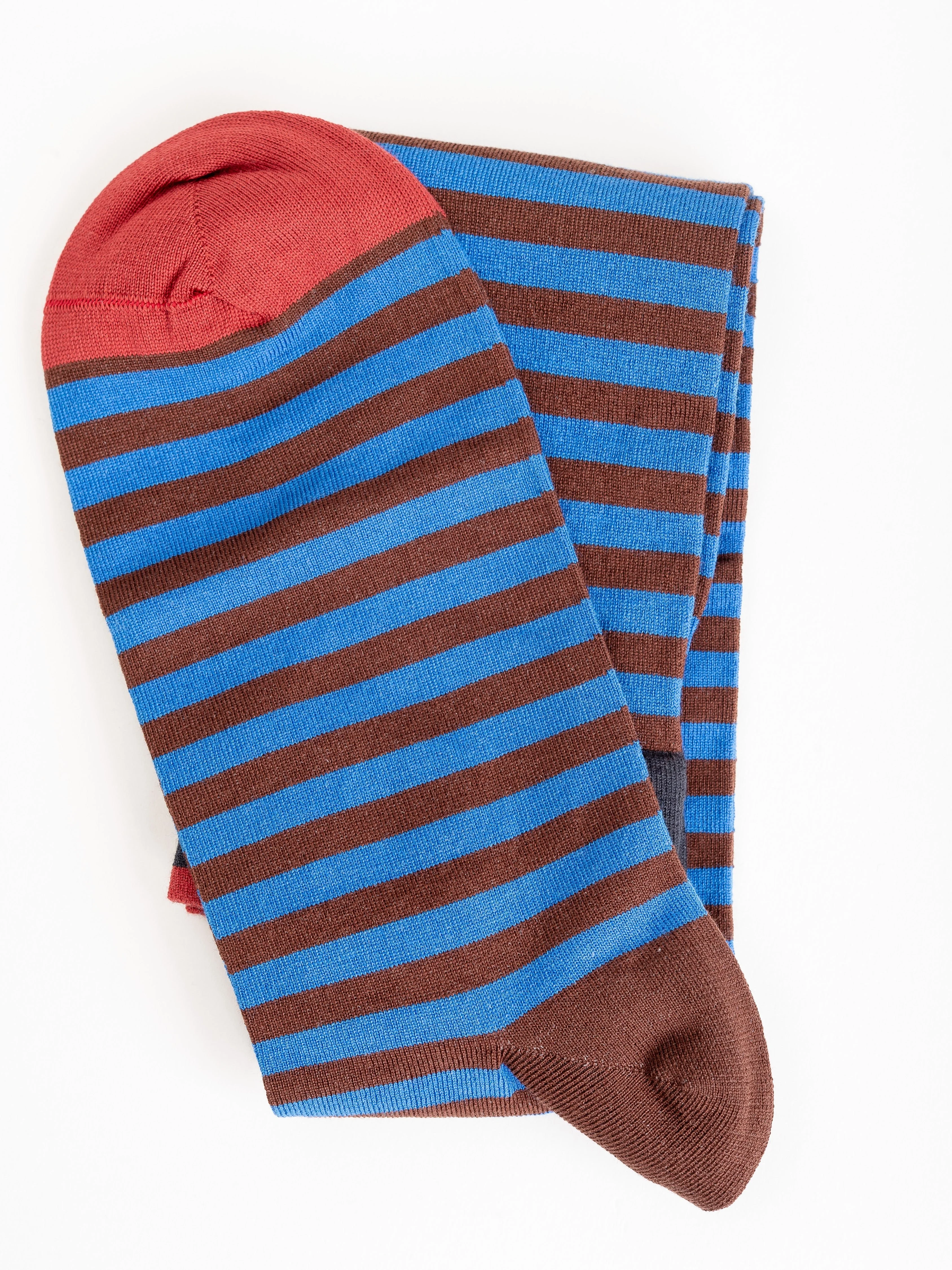 knee high socks - chataigne w/ cobalt/chocolate stripe - Image 2