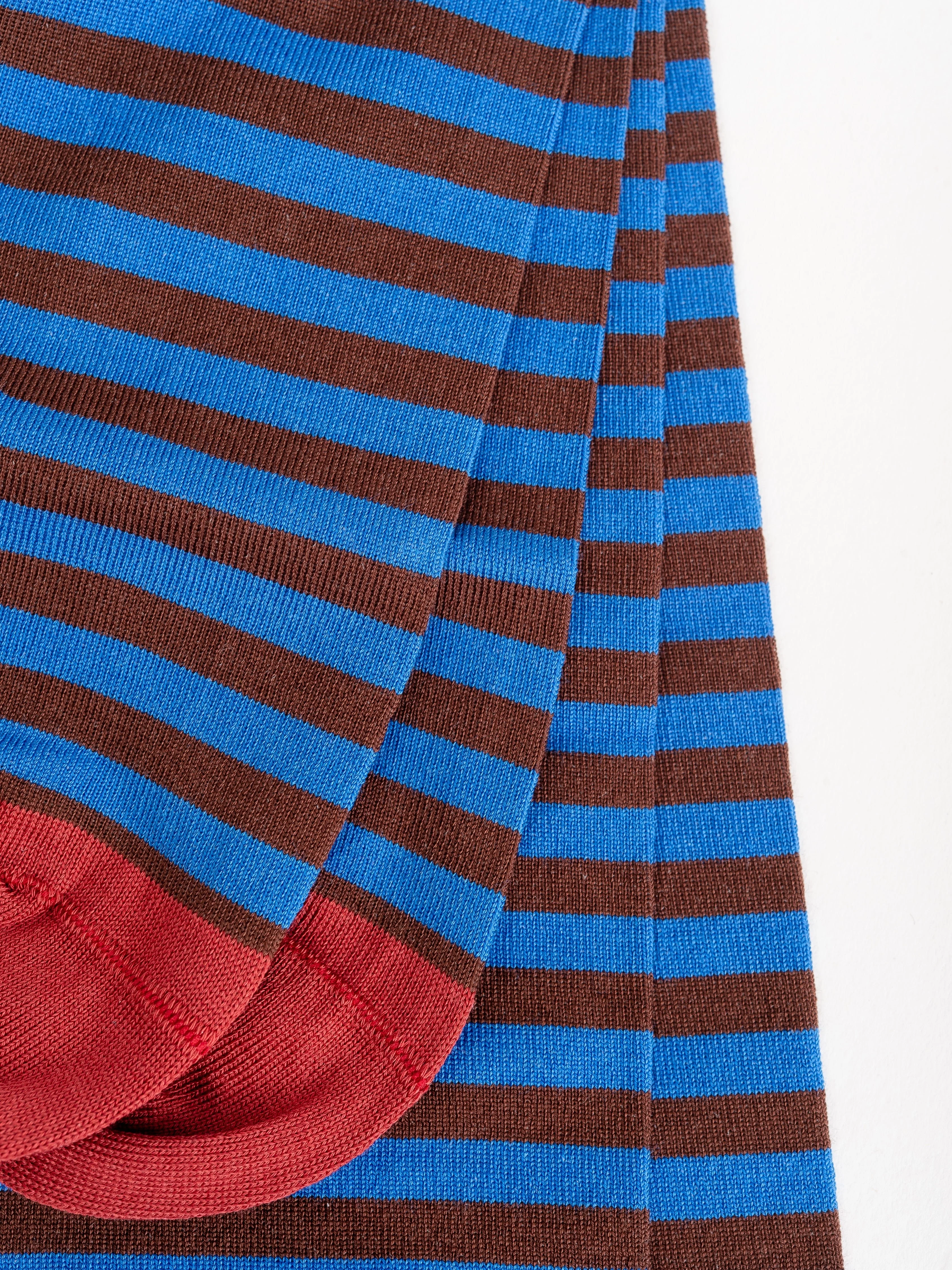 knee high socks - chataigne w/ cobalt/chocolate stripe - Image 3
