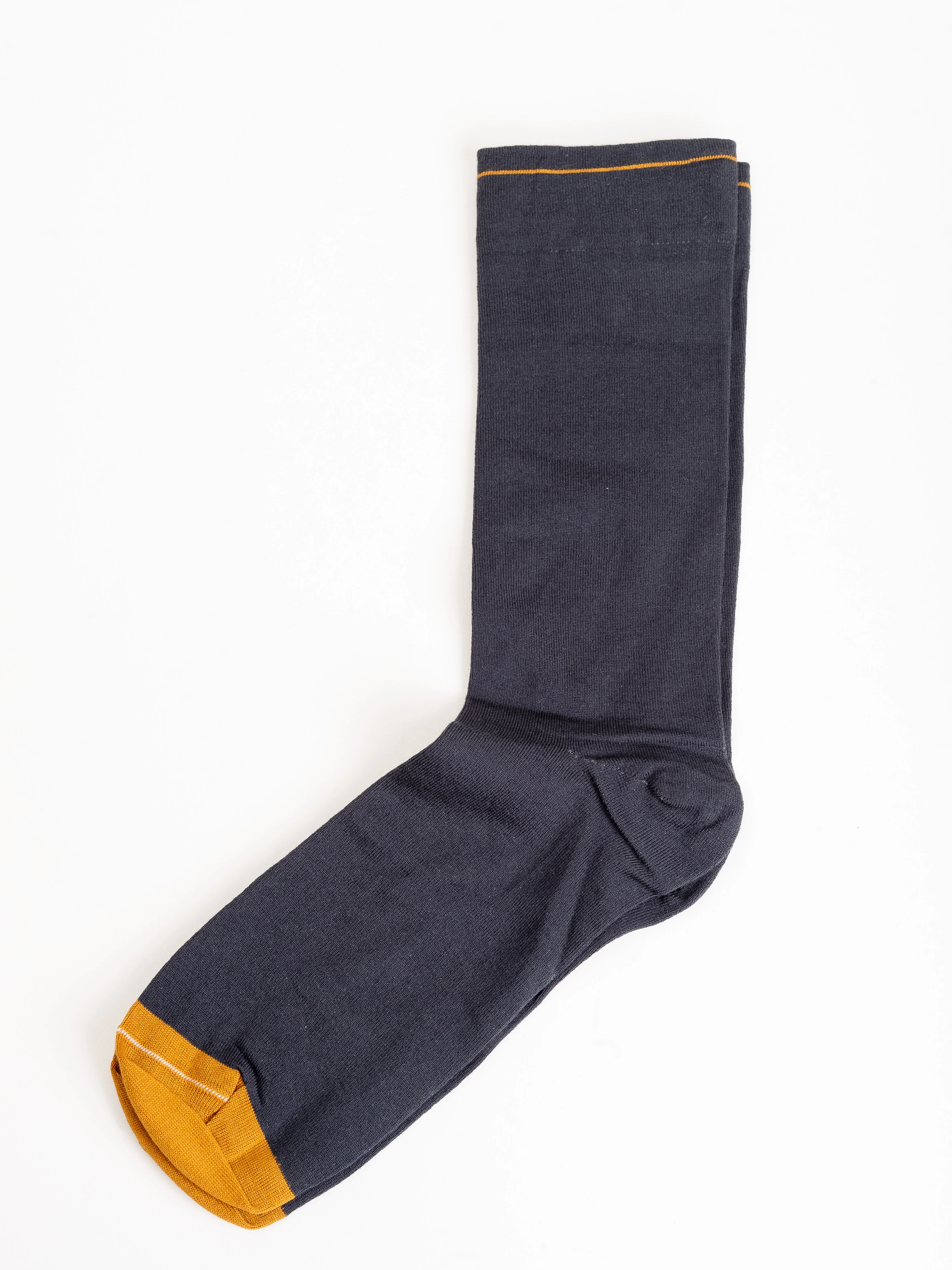 short sock - navy w/ mustard toe